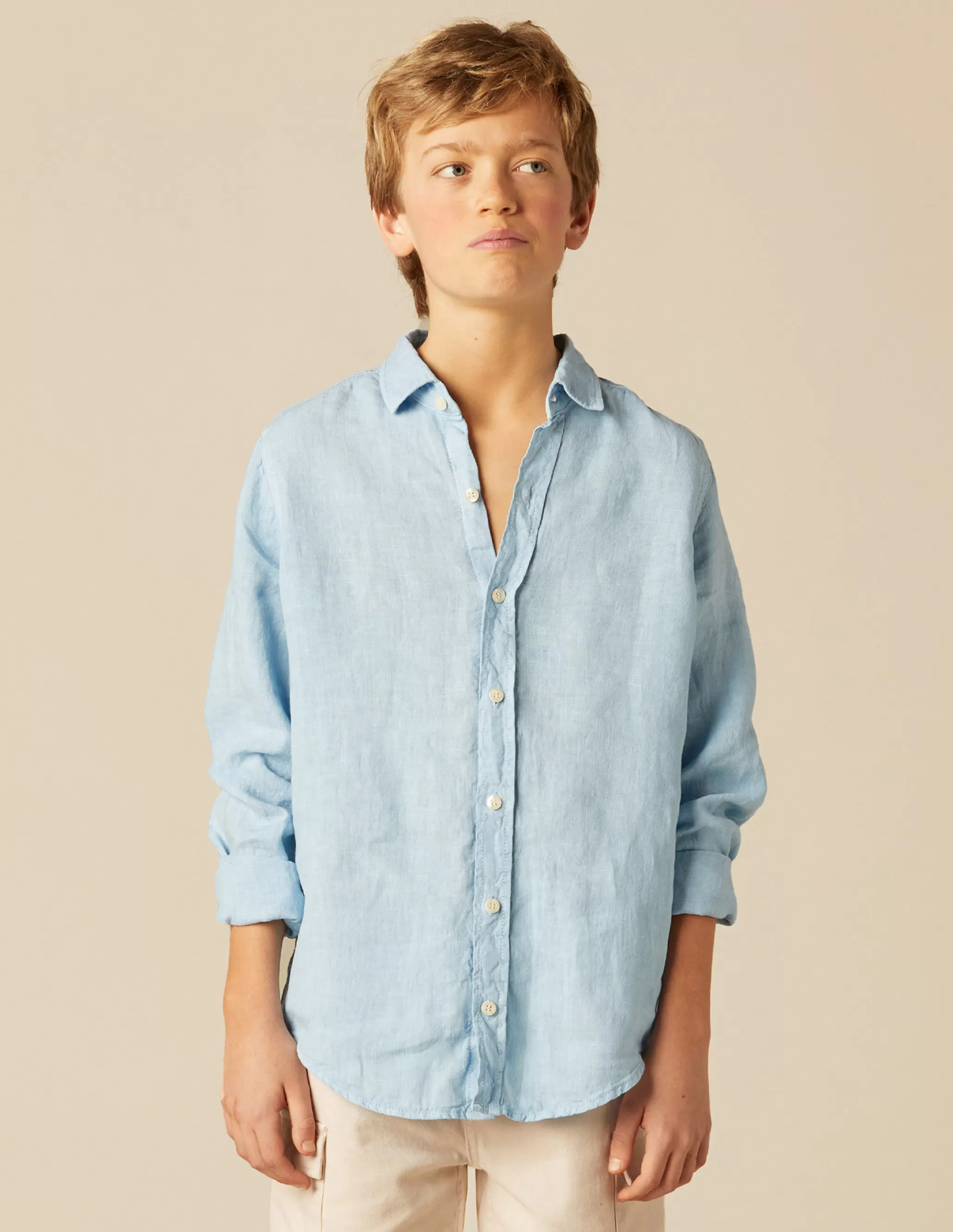 Nicoli LIGHT BLUE LINEN SHIRT< Shirts