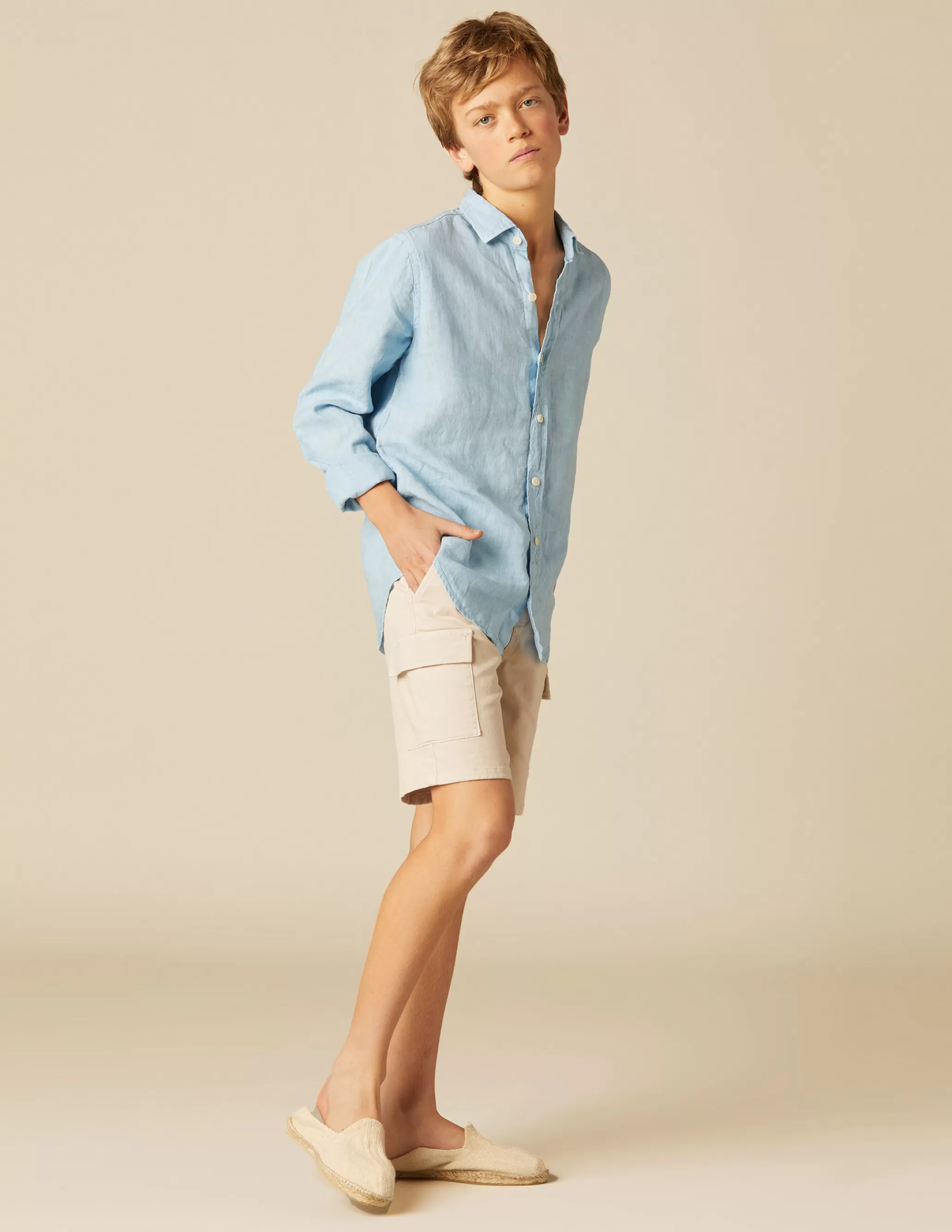 Nicoli LIGHT BLUE LINEN SHIRT< Shirts