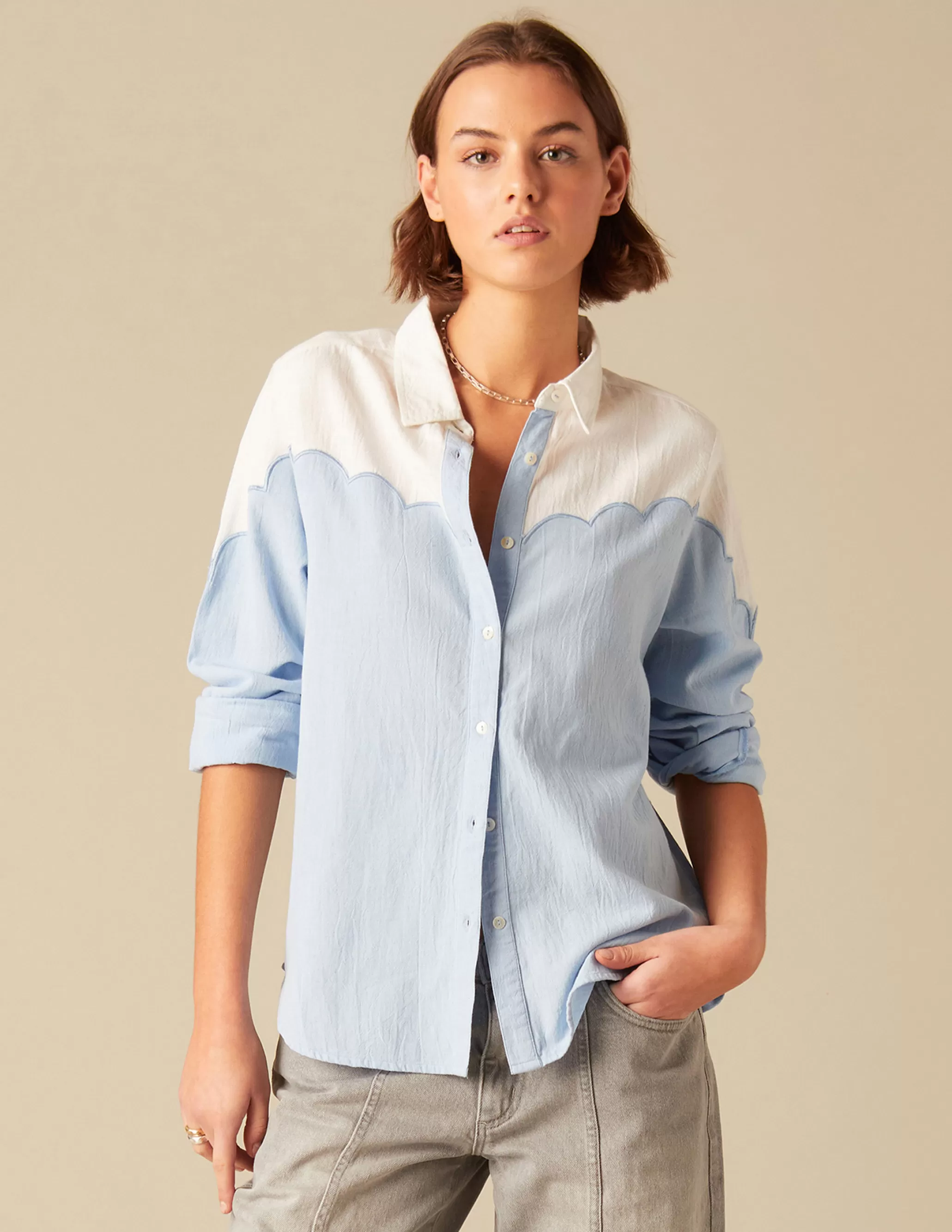 Nicoli LIGHT BLUE WAVE SHIRT< Shirts & Blouses