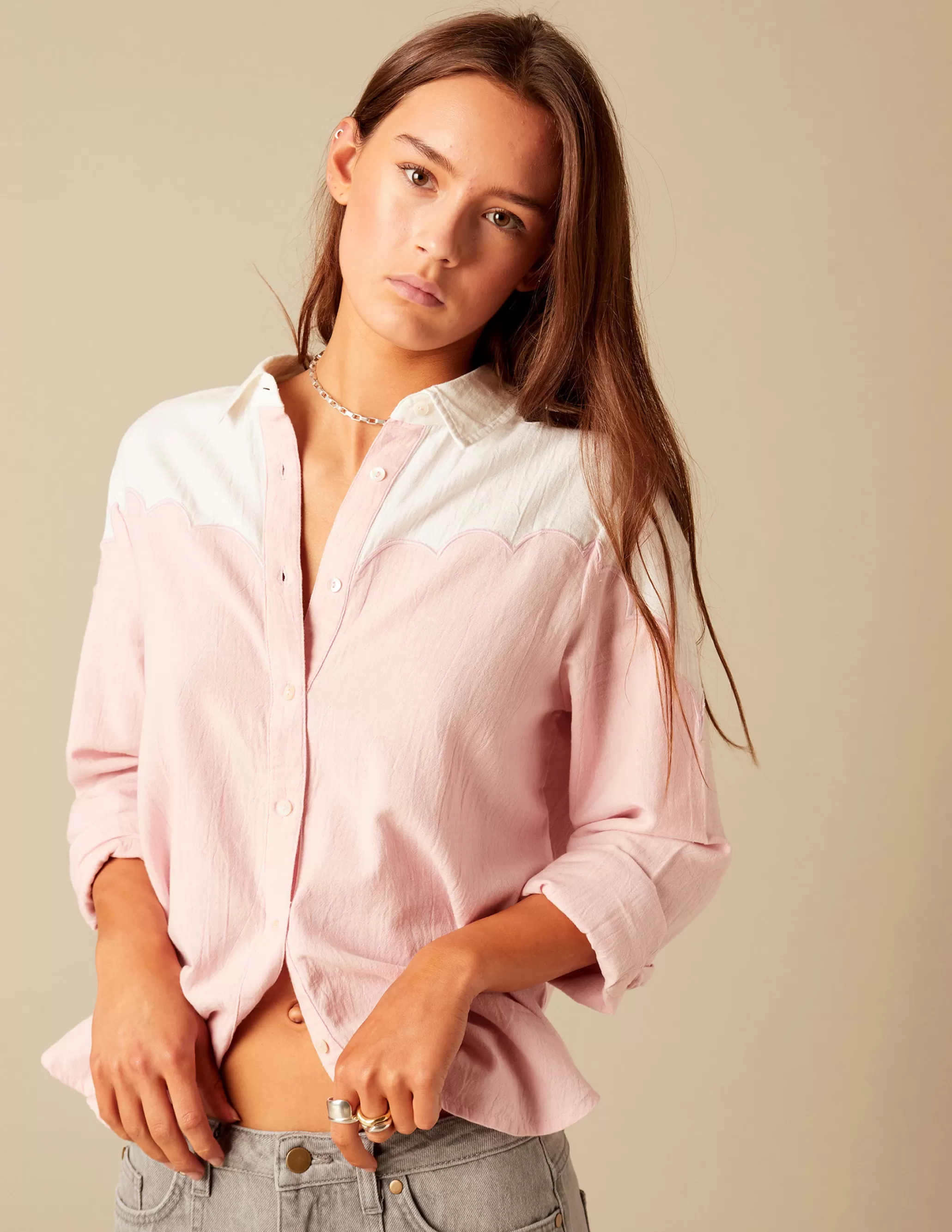 Nicoli LIGHT PINK WAVE SHIRT< Shirts & Blouses