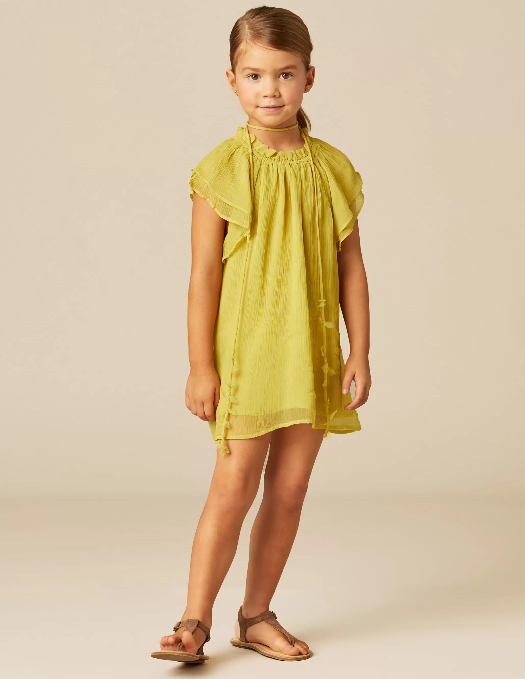 Nicoli LIME CHIFFON DRESS< Dresses