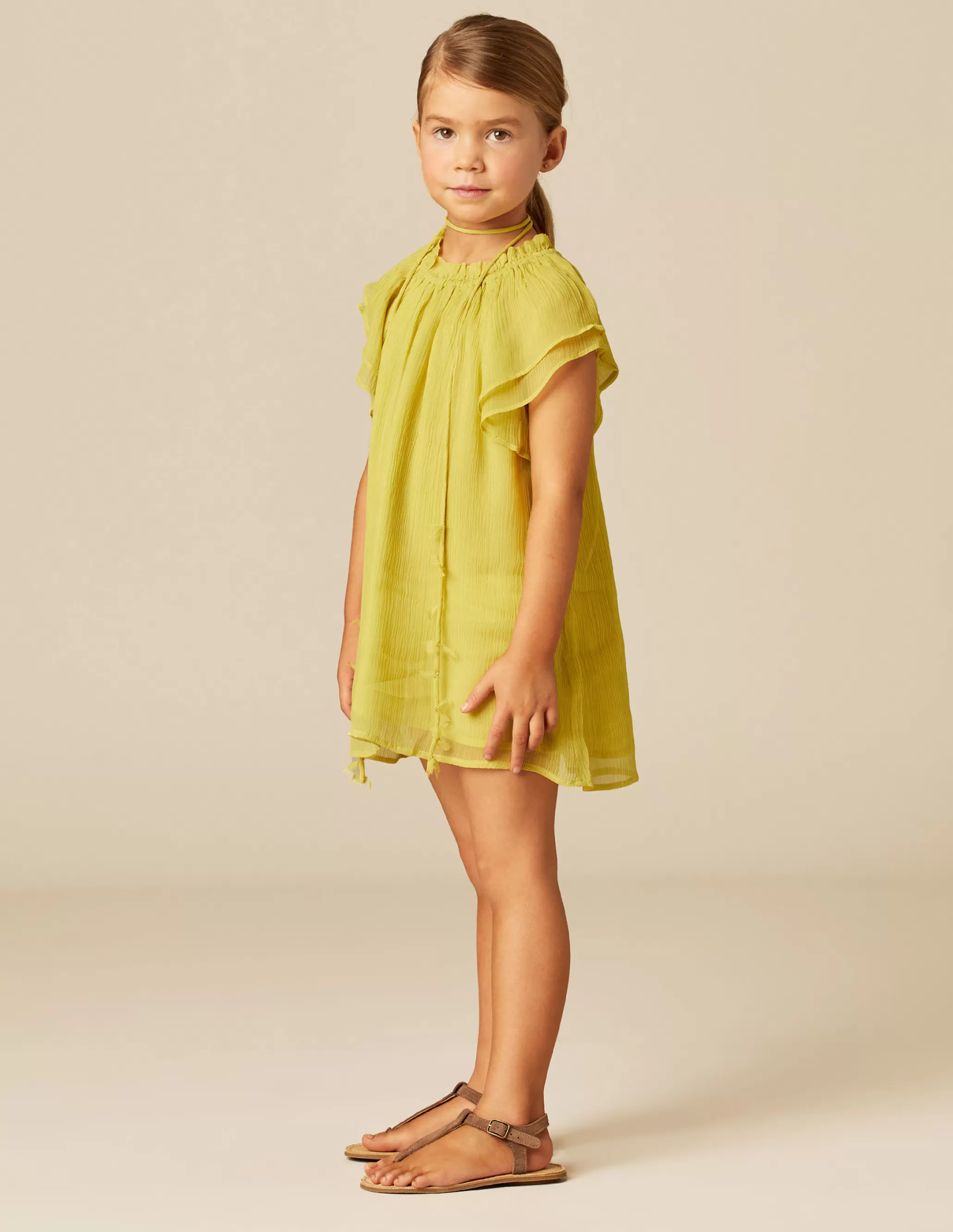 Nicoli LIME CHIFFON DRESS< Dresses