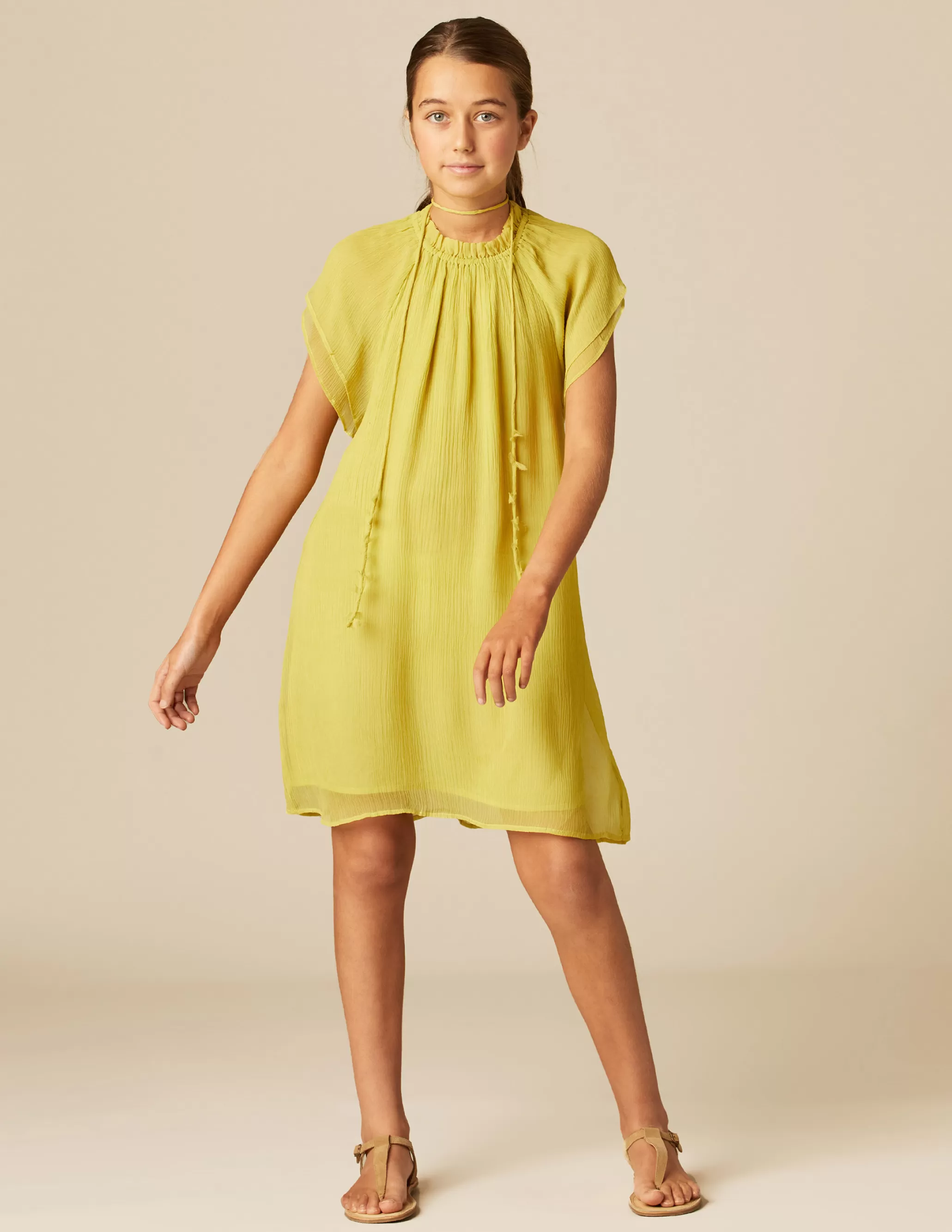 Nicoli LIME CHIFFON DRESS< Dresses