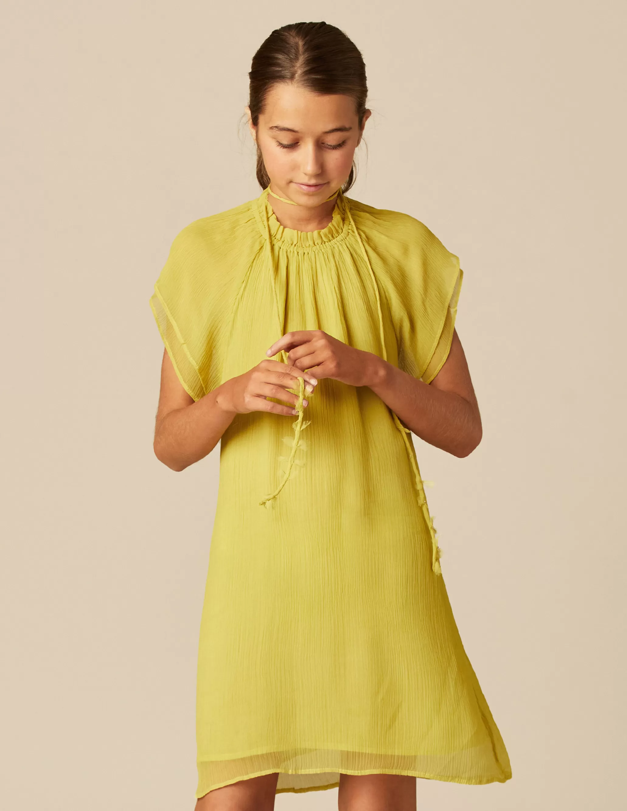 Nicoli LIME CHIFFON DRESS< Dresses