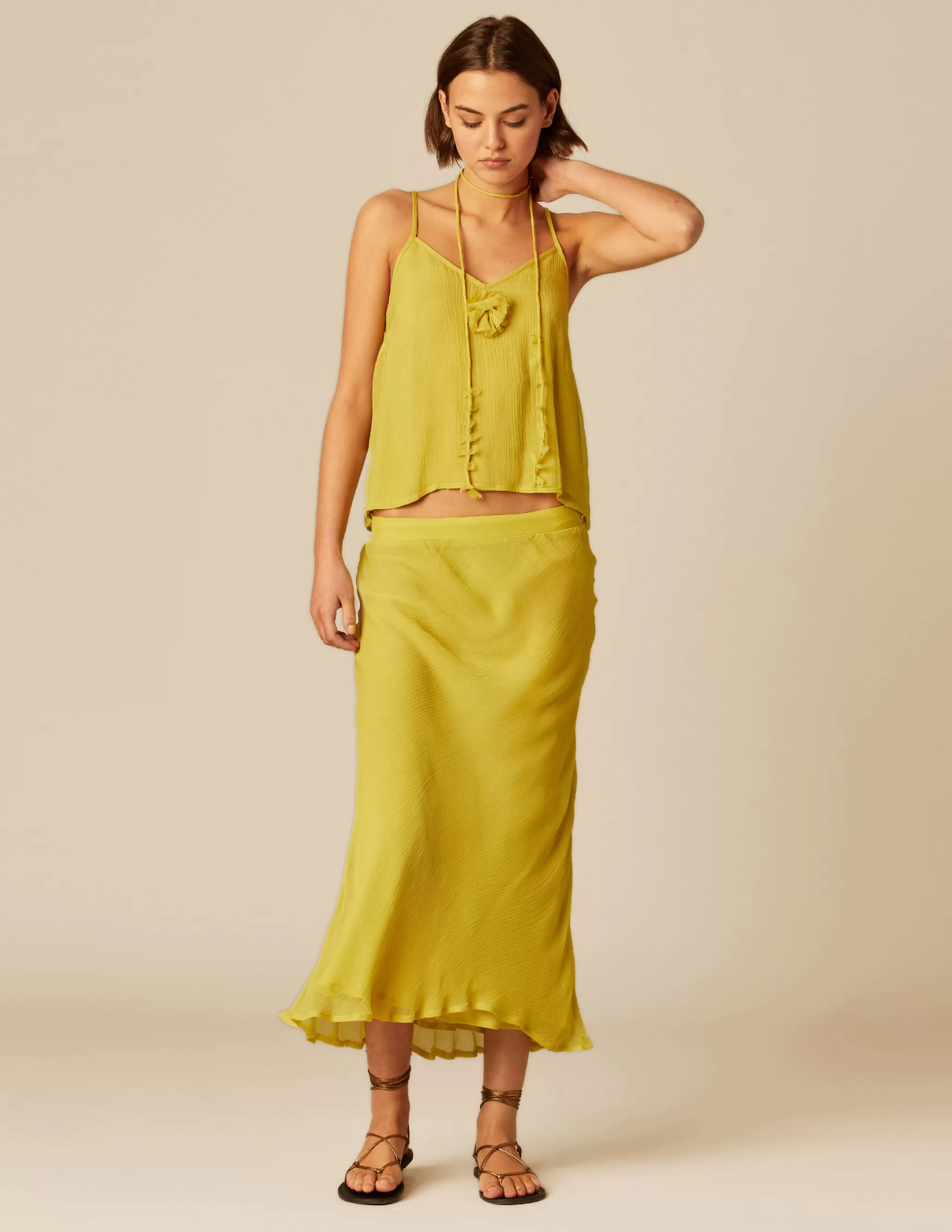 Nicoli LIME CHIFFON SKIRT< Skirts