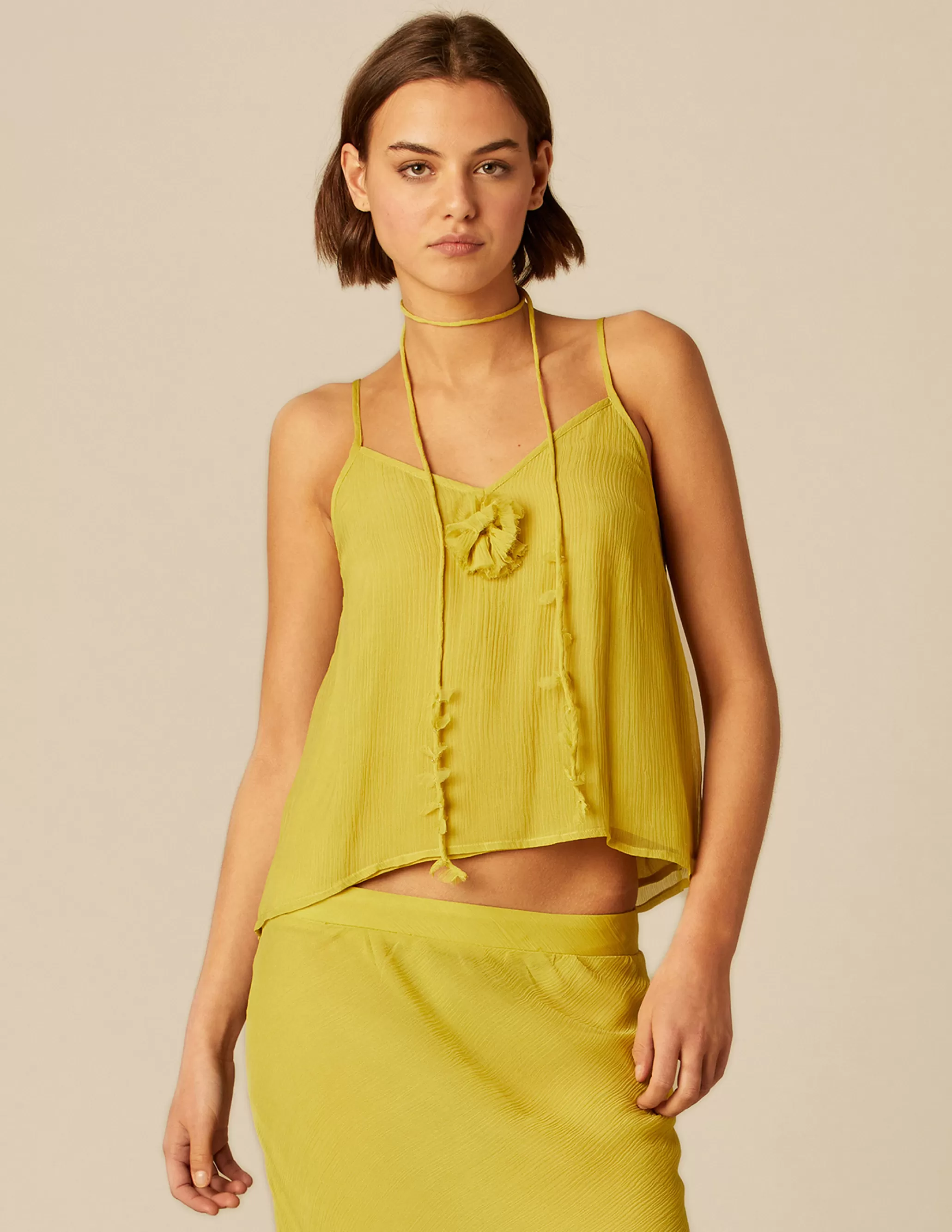 Nicoli LIME CHIFFON TOP< Tops