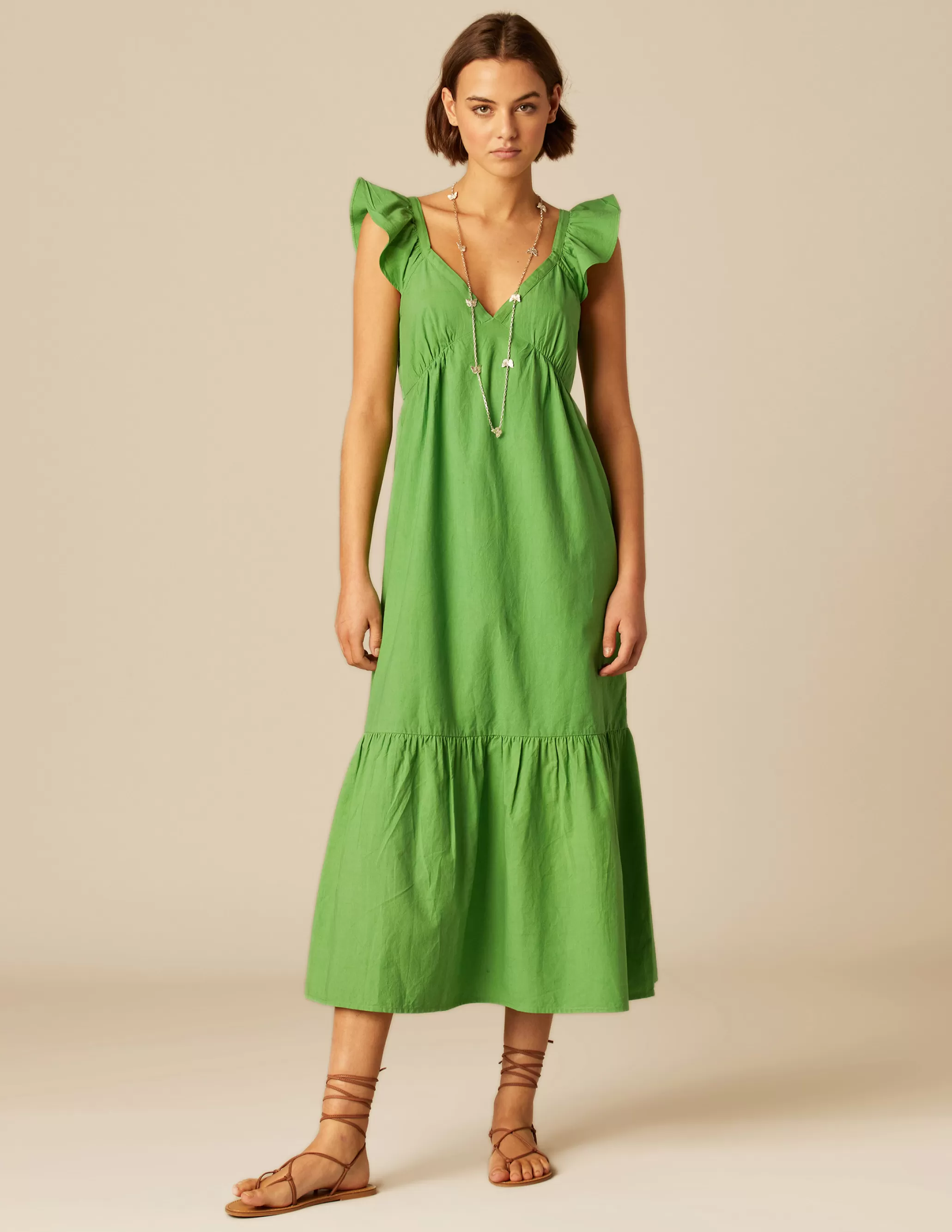 Nicoli LONG GREEN DRESS< Dresses