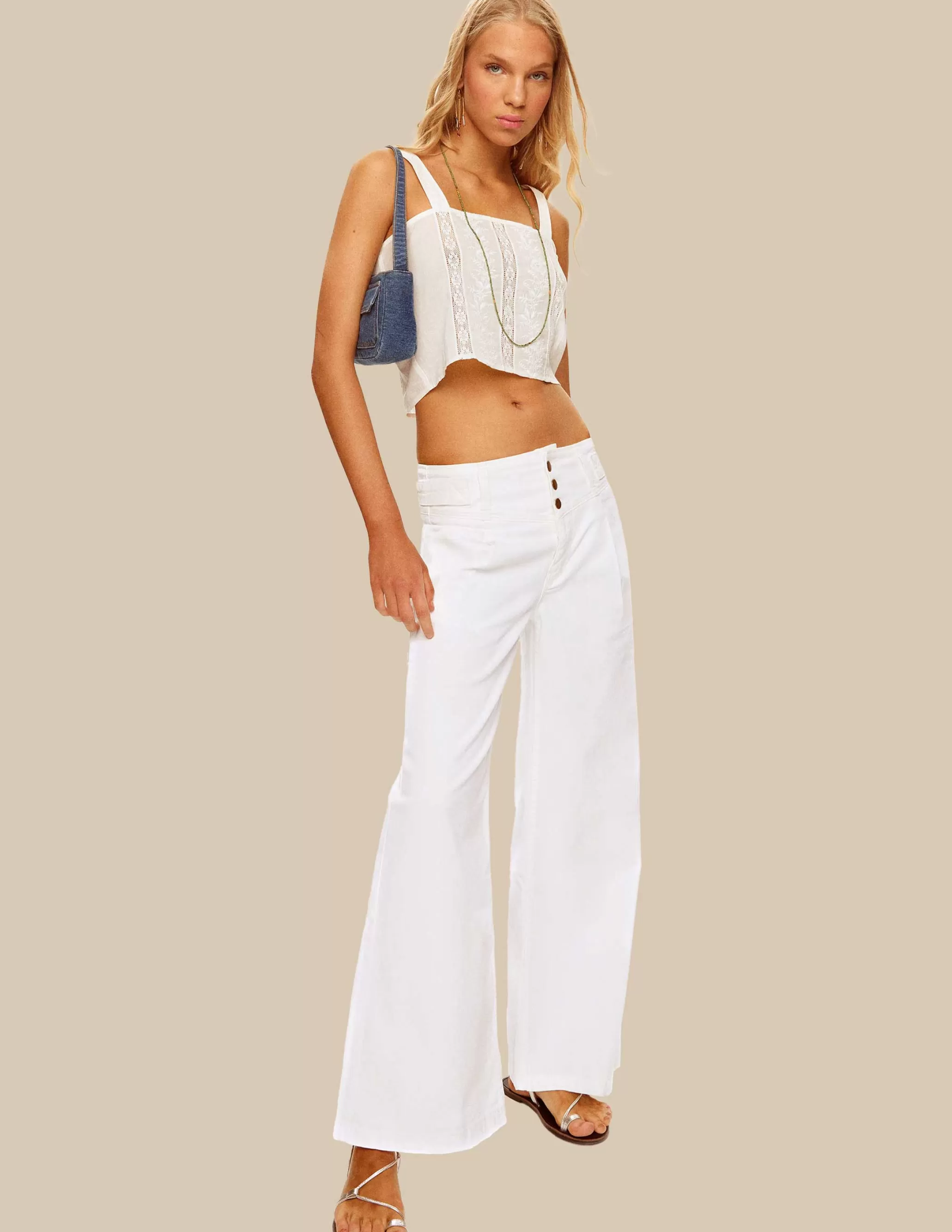 Nicoli Low Waist Trousers With White Buttoned Yoke< Trousers | Denim