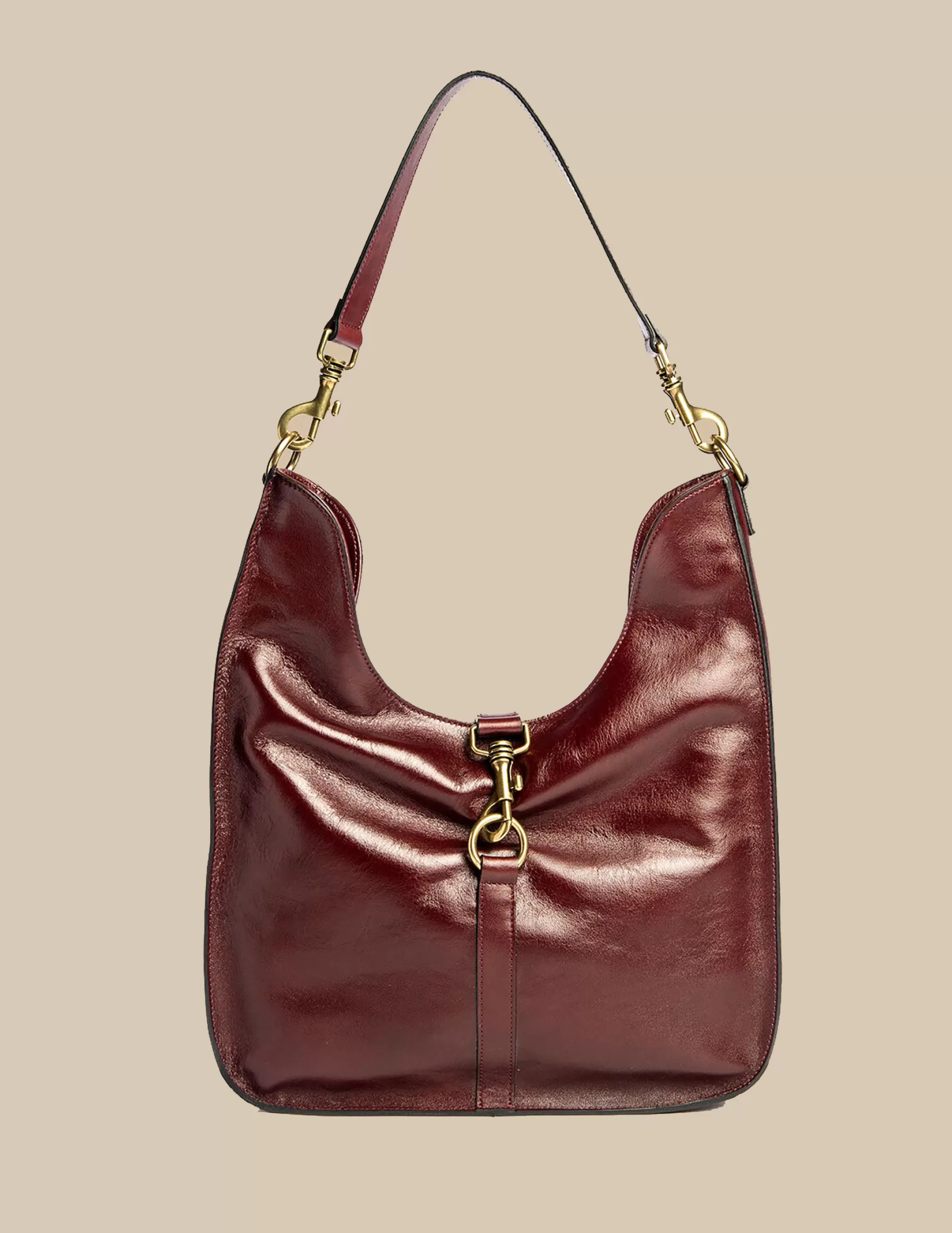 Nicoli MAROON BUCKLE SHOPPING BAG< Bags