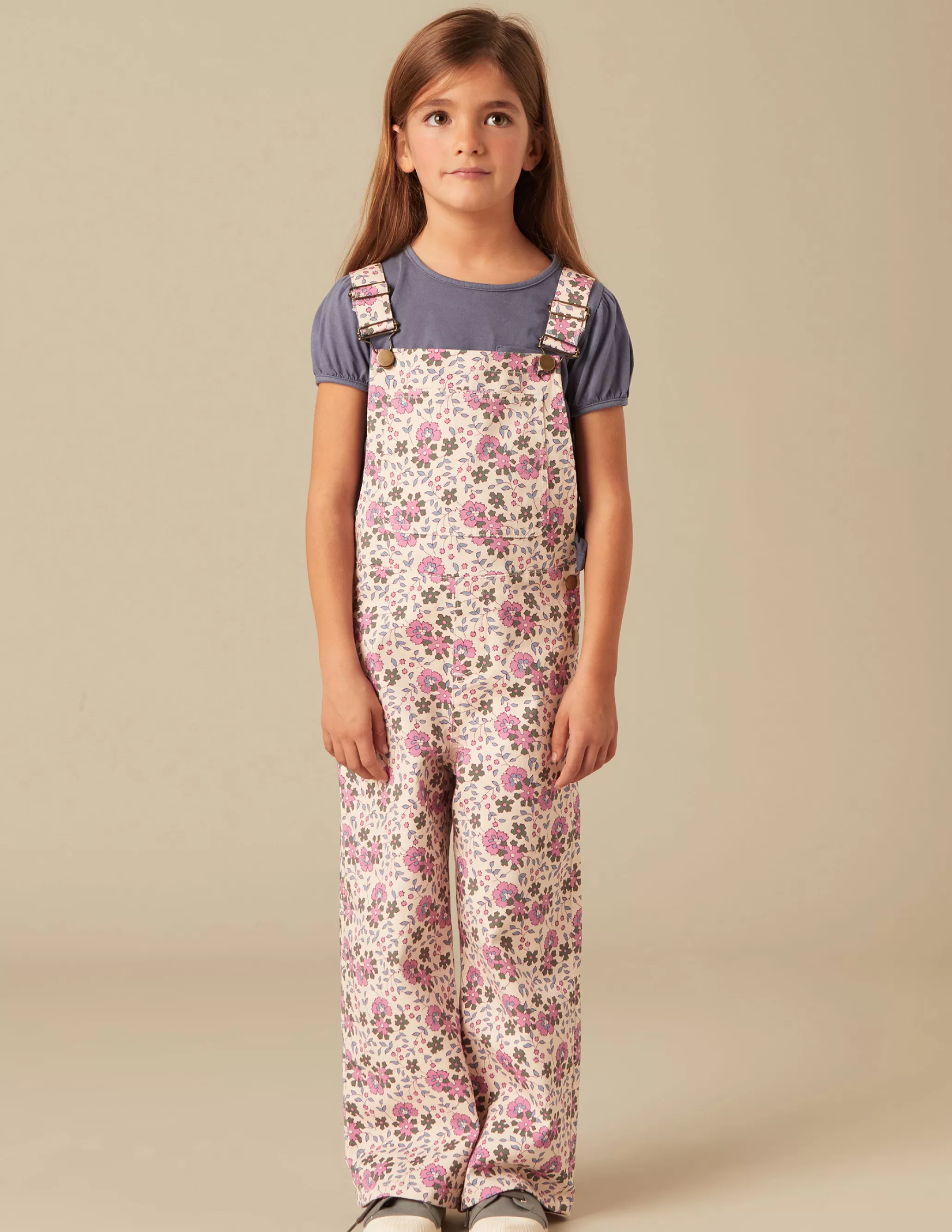 Nicoli PINK AND BLUE FLORAL DUNGAREES< Playsuits & Dungarees | Denim