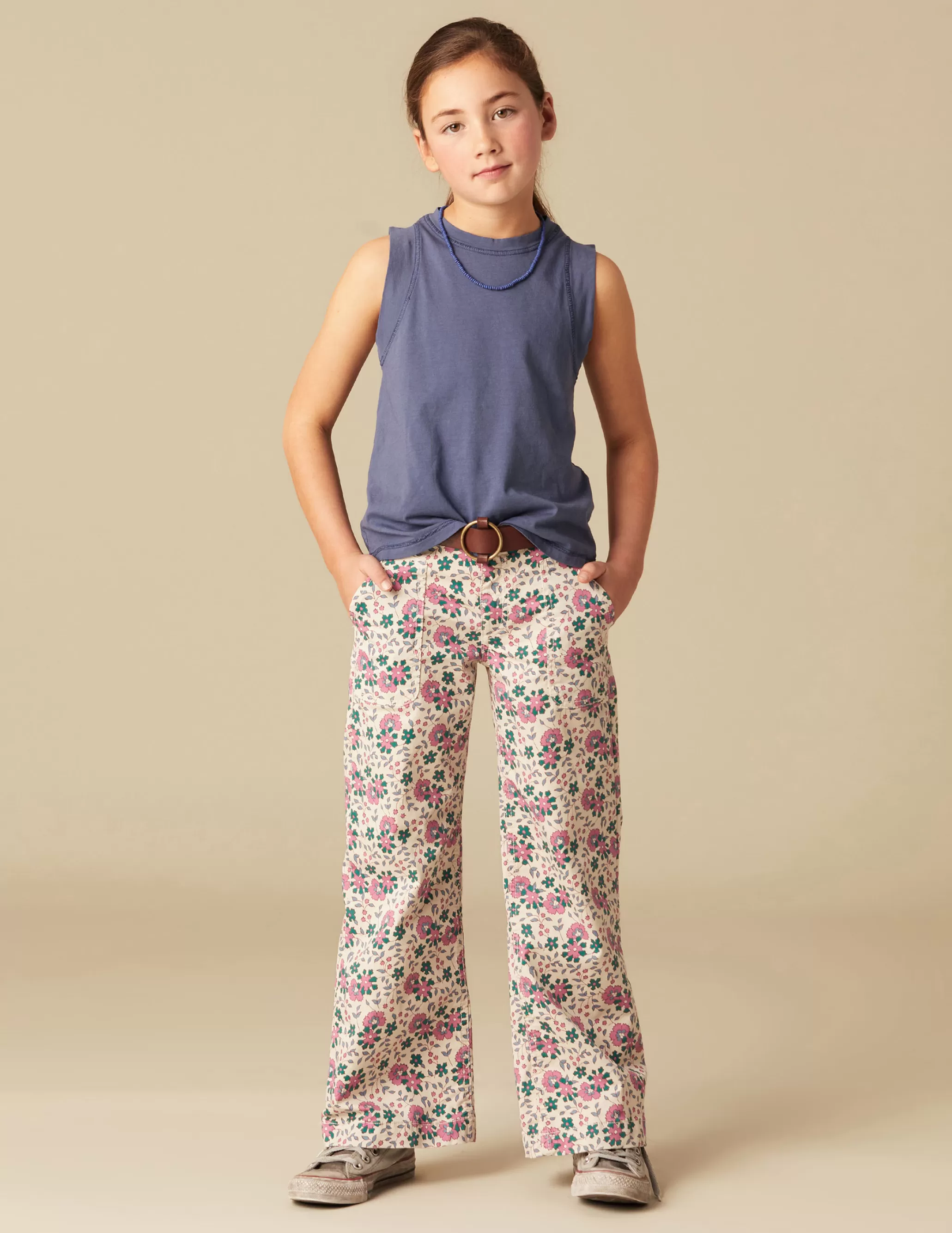 Nicoli PINK AND BLUE FLORAL TROUSERS< Trousers | Denim