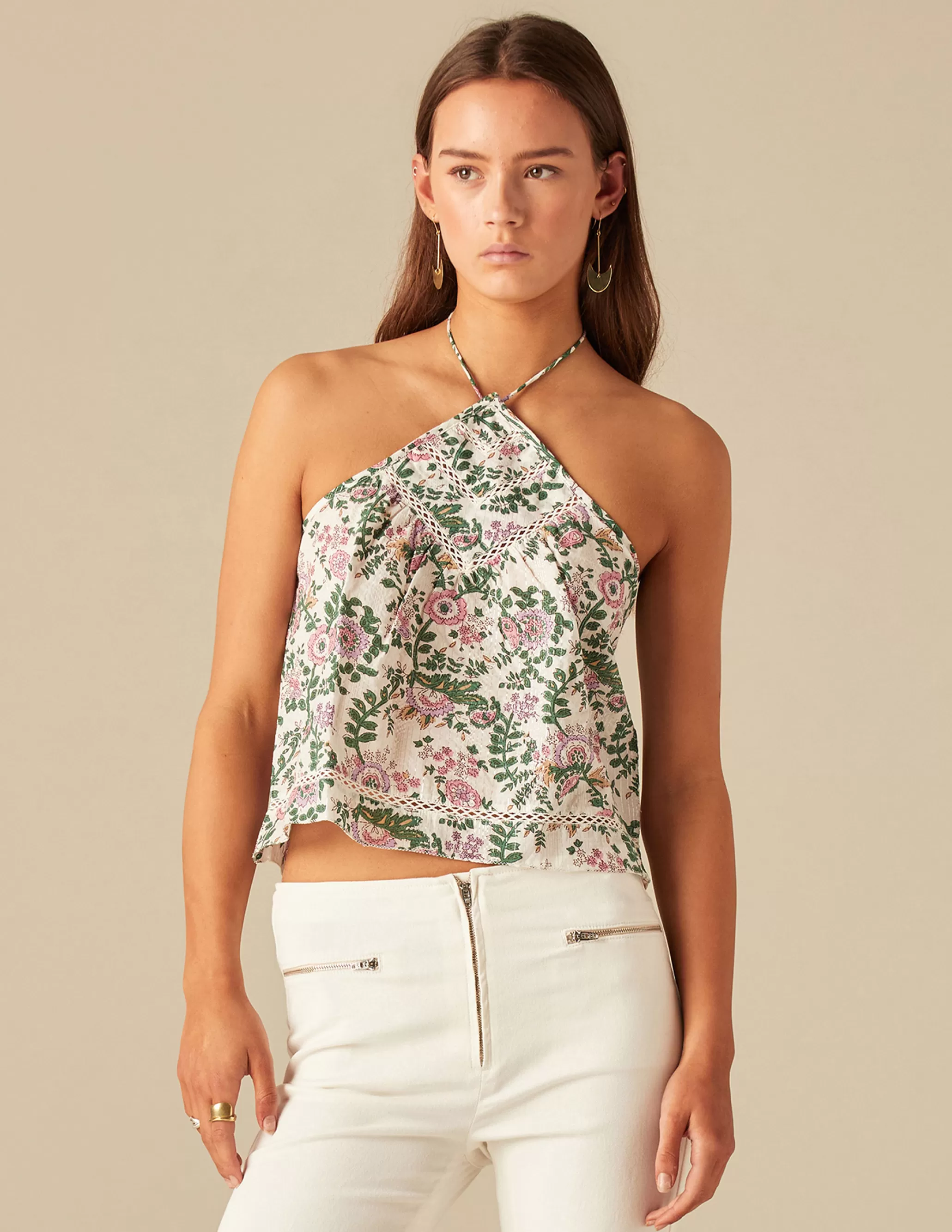 Nicoli PINK LUREX FLORAL TOP< Tops