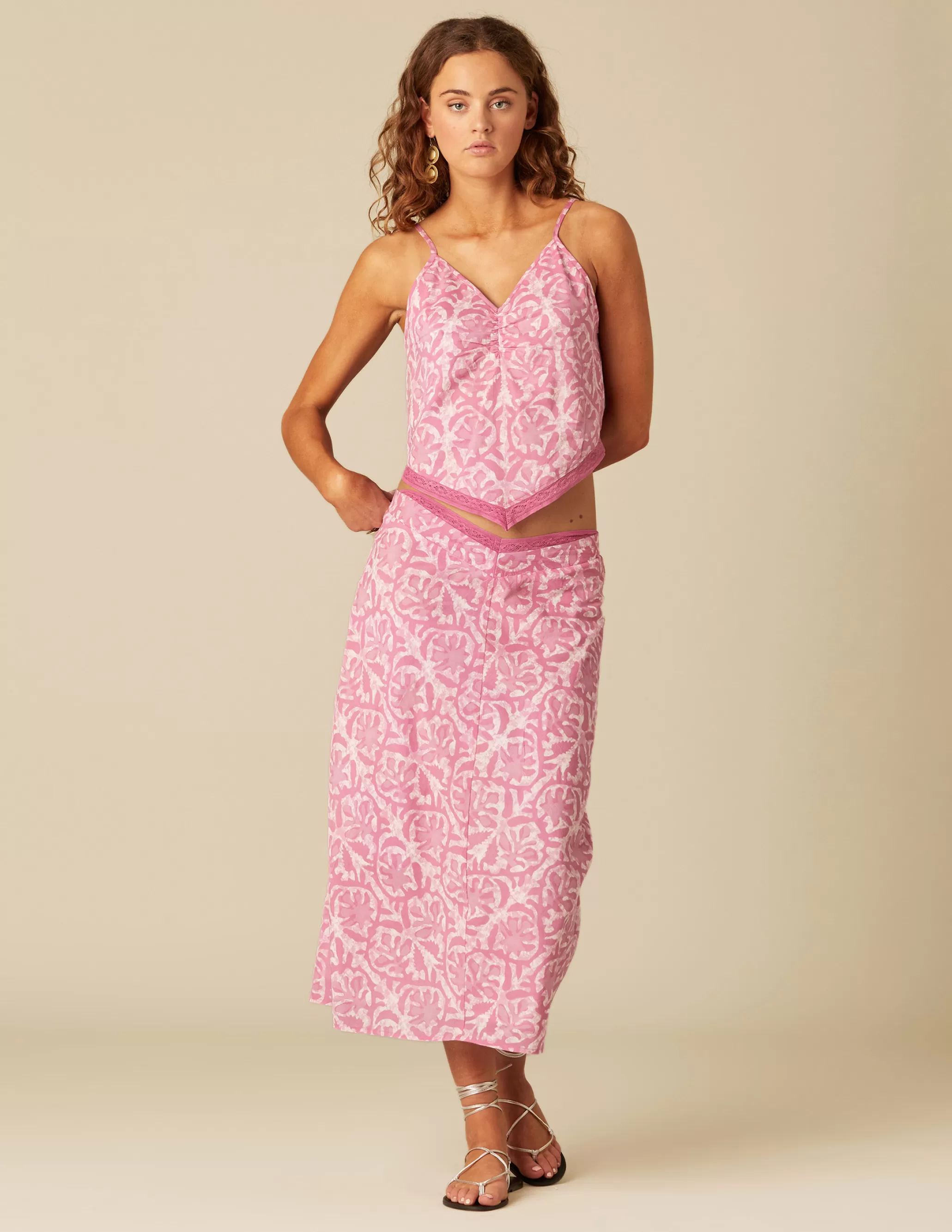 Nicoli PINK PRINTED SKIRT< Skirts