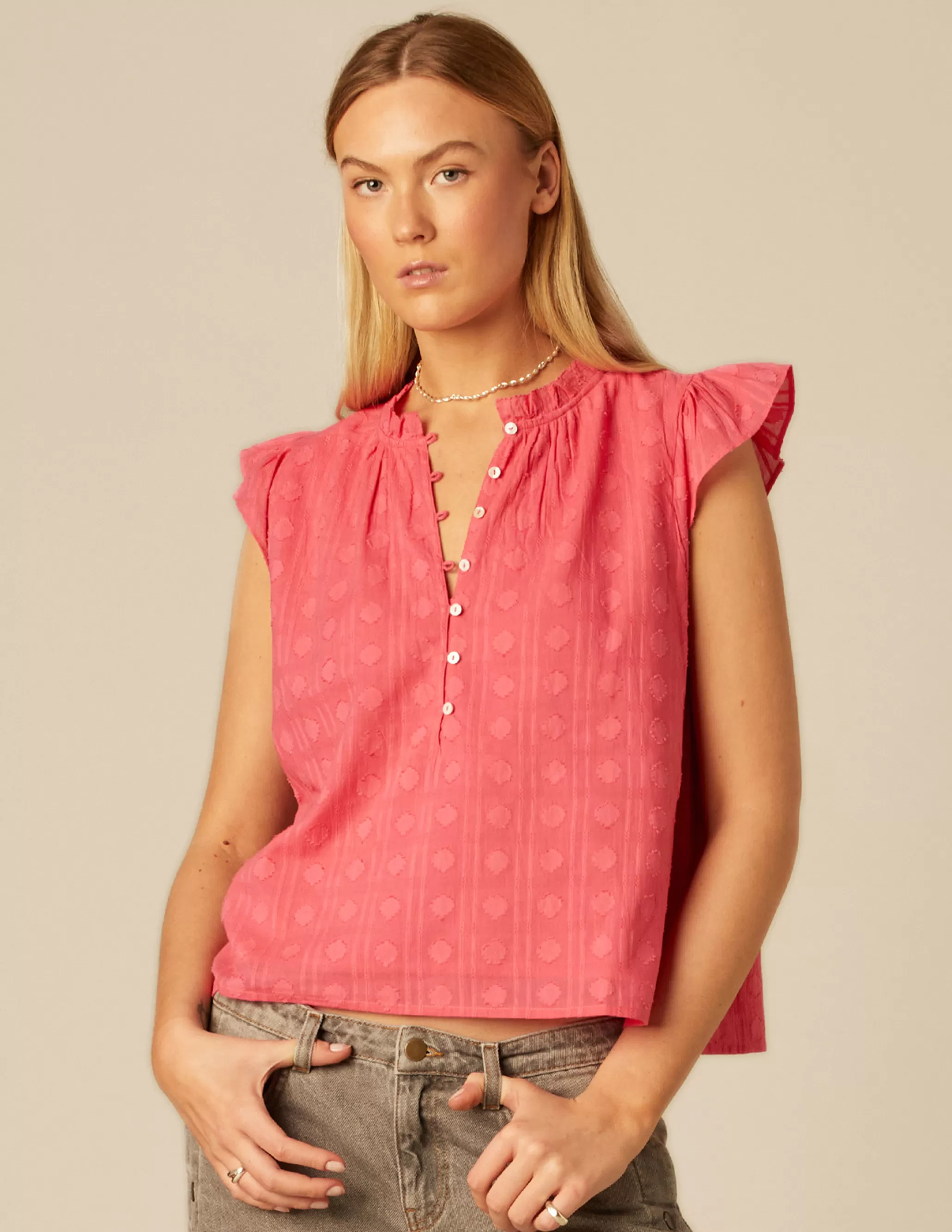 Nicoli PINK RUFFLE SHIRT< Shirts & Blouses