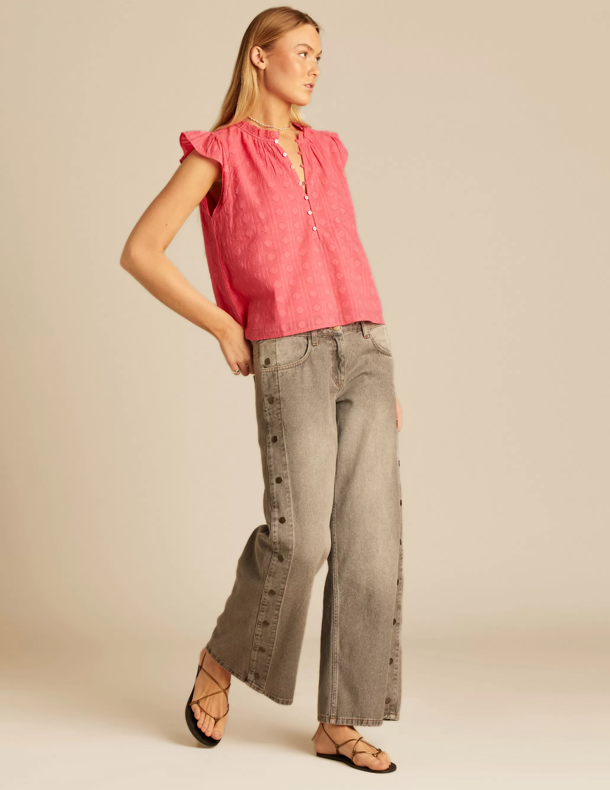 Nicoli PINK RUFFLE SHIRT< Shirts & Blouses