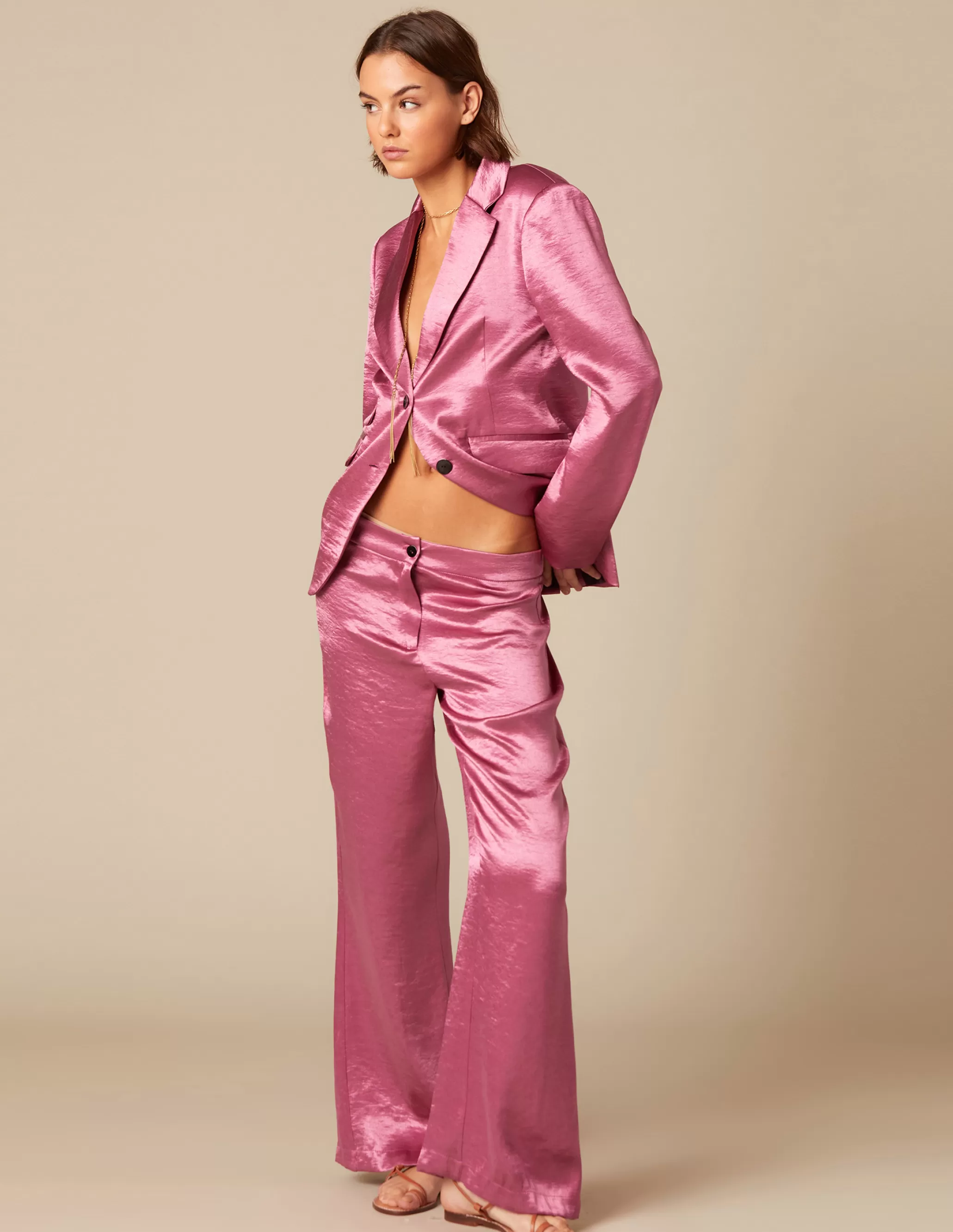 Nicoli PINK SATIN BLAZER< Blazers