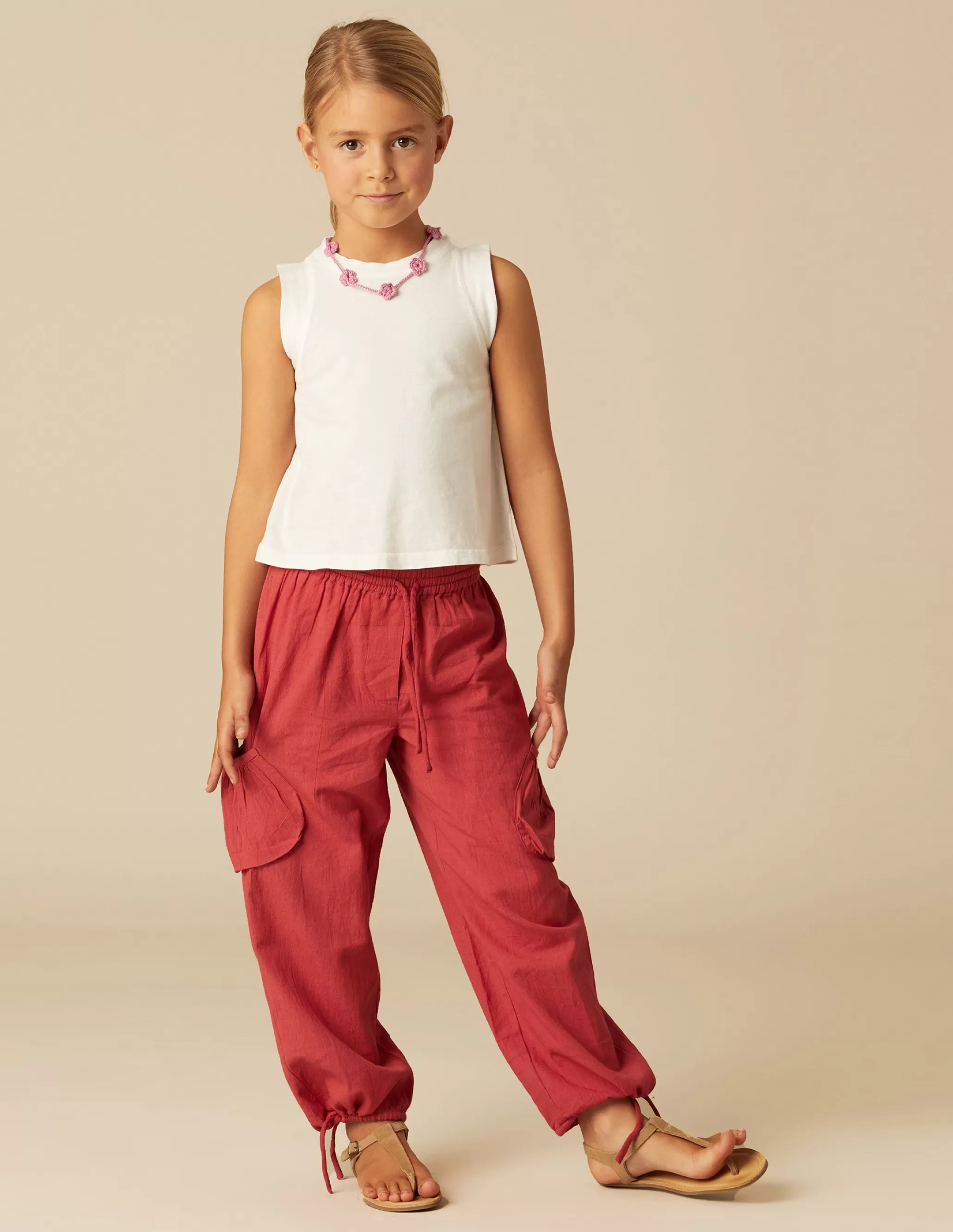 Nicoli RED POCKET LINEN TROUSERS< Trousers