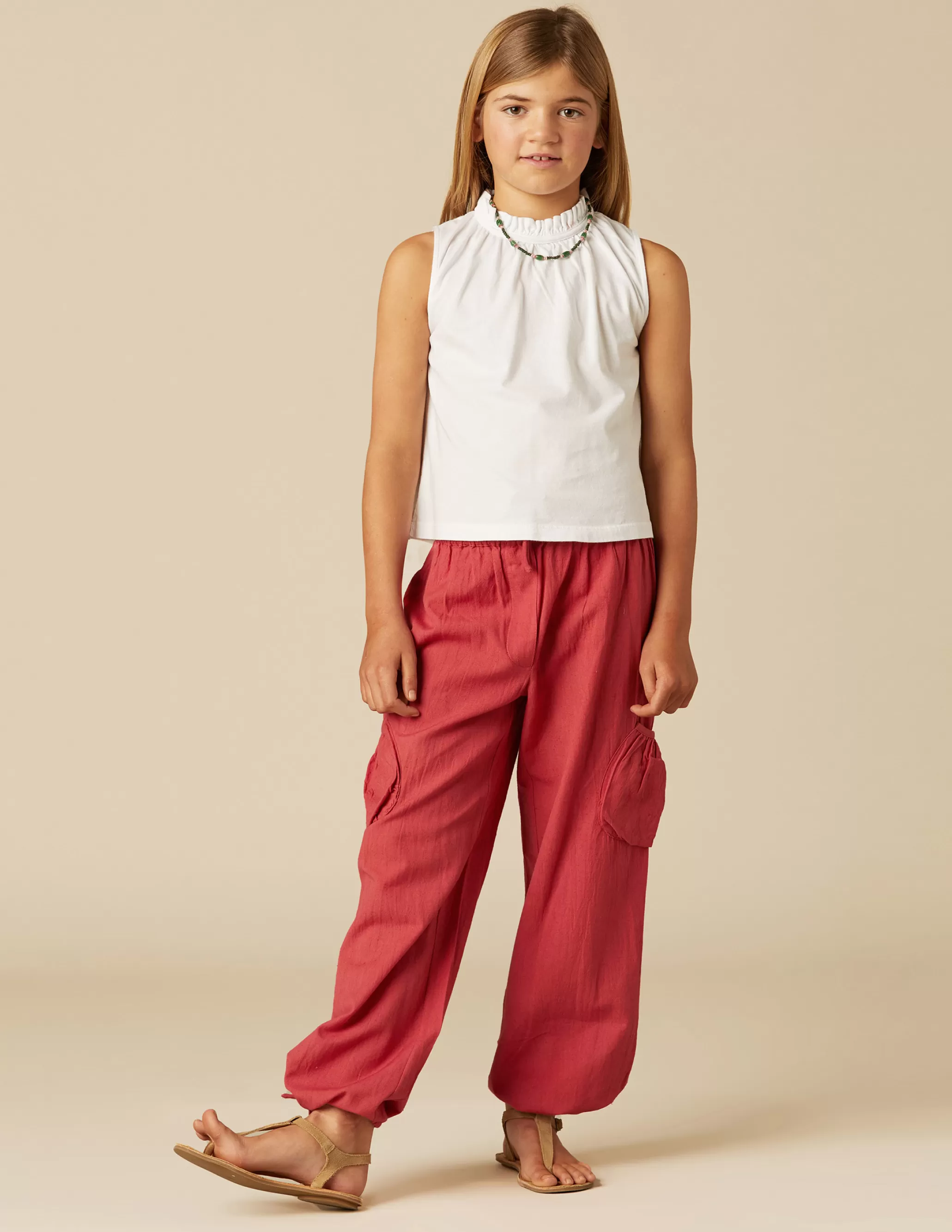 Nicoli RED POCKET LINEN TROUSERS< Trousers