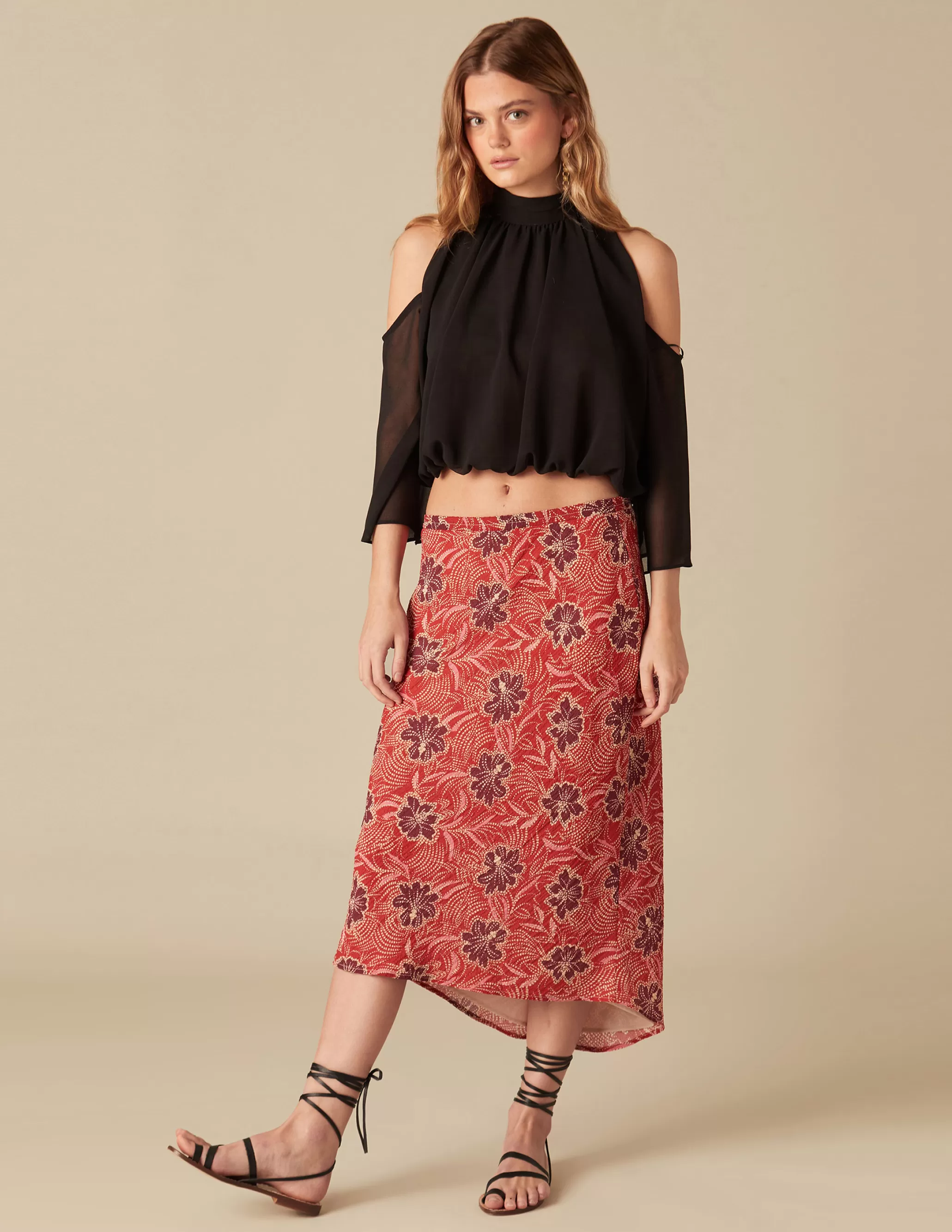 Nicoli RED PRINTED SKIRT< Skirts