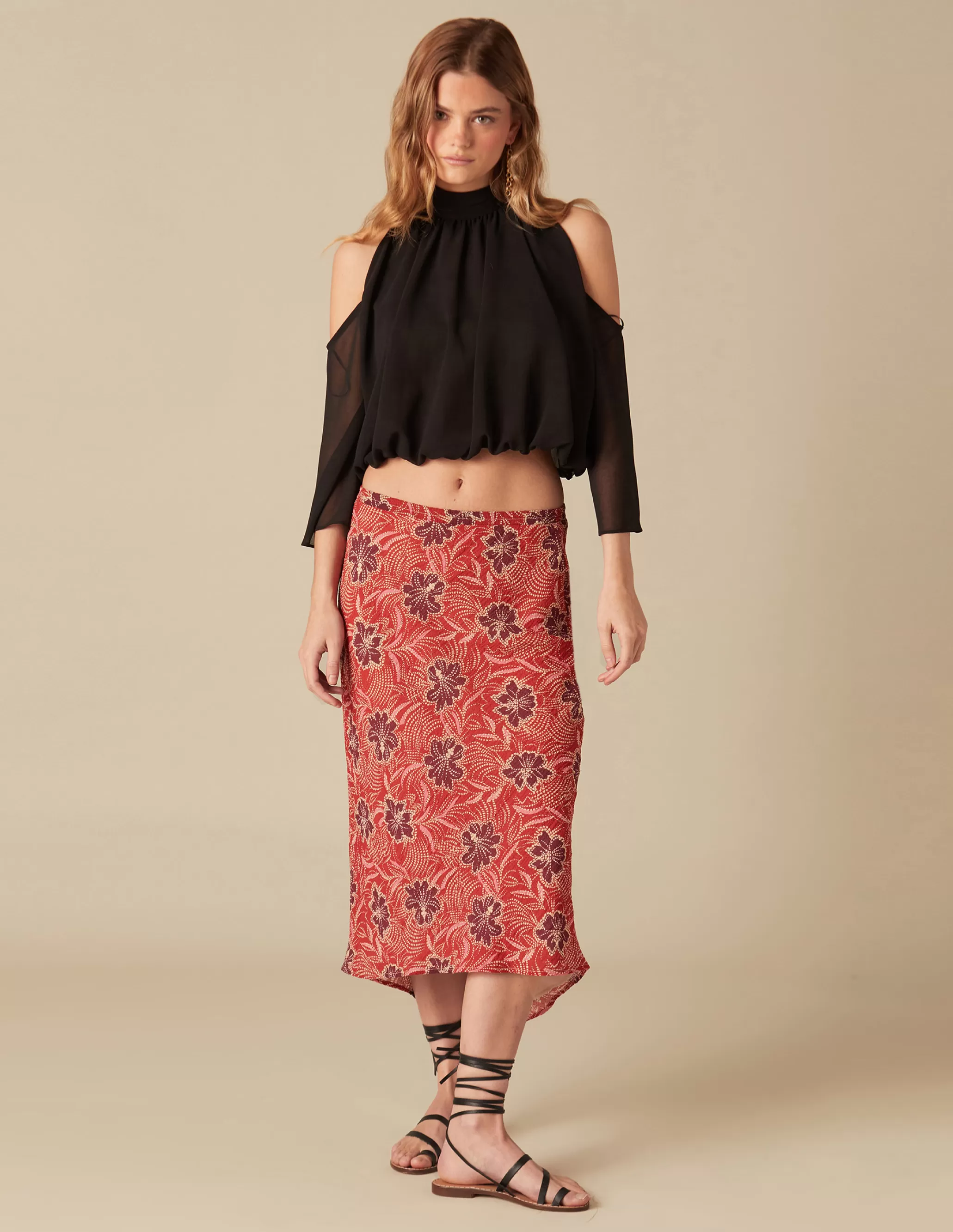 Nicoli RED PRINTED SKIRT< Skirts