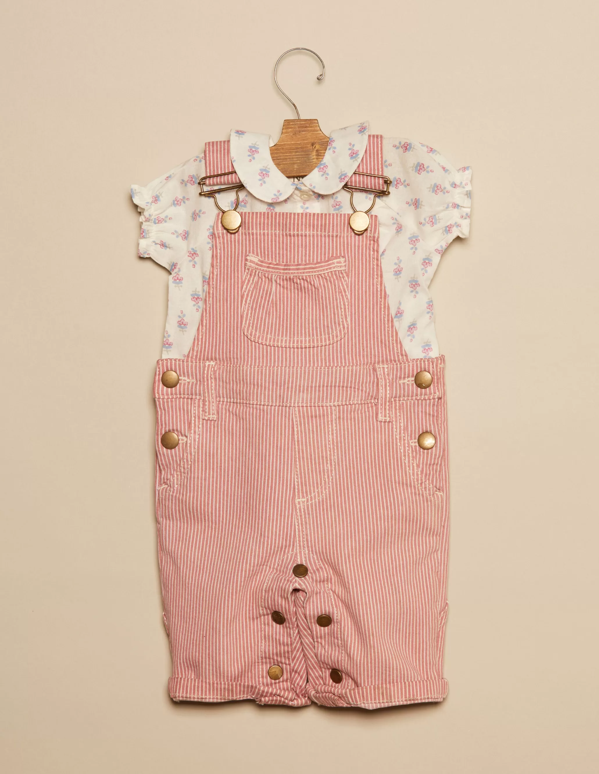 Nicoli RED STRIPED BABY DUNGAREES< Playsuits & Dungarees