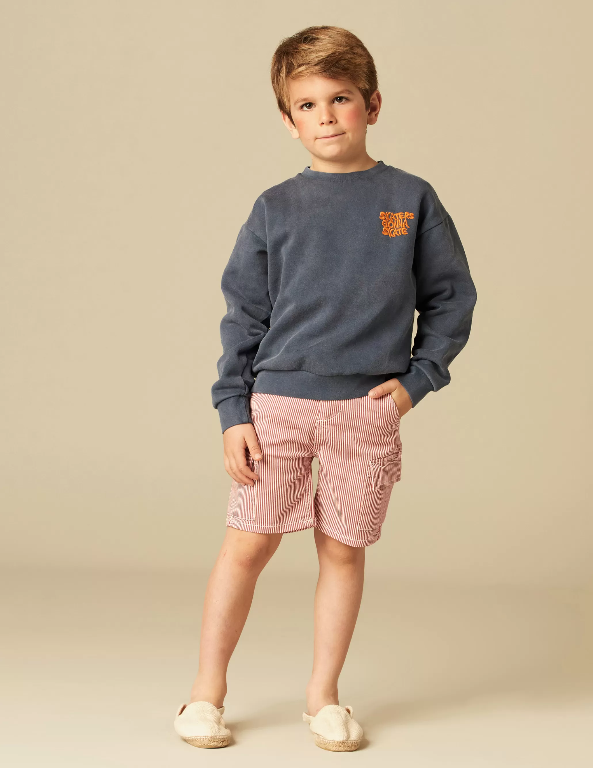 Nicoli RED STRIPED CARGO SHORTS<BOY Trousers