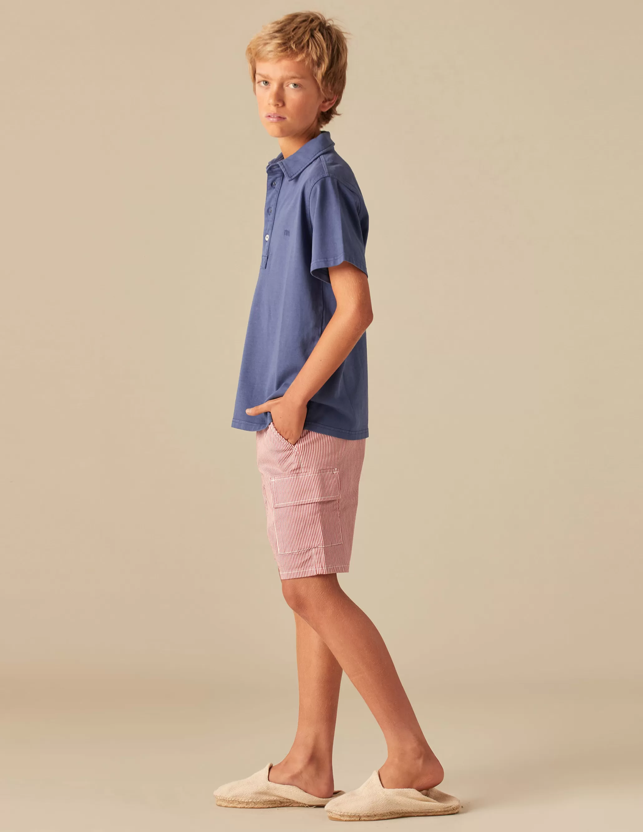 Nicoli RED STRIPED CARGO SHORTS< Trousers