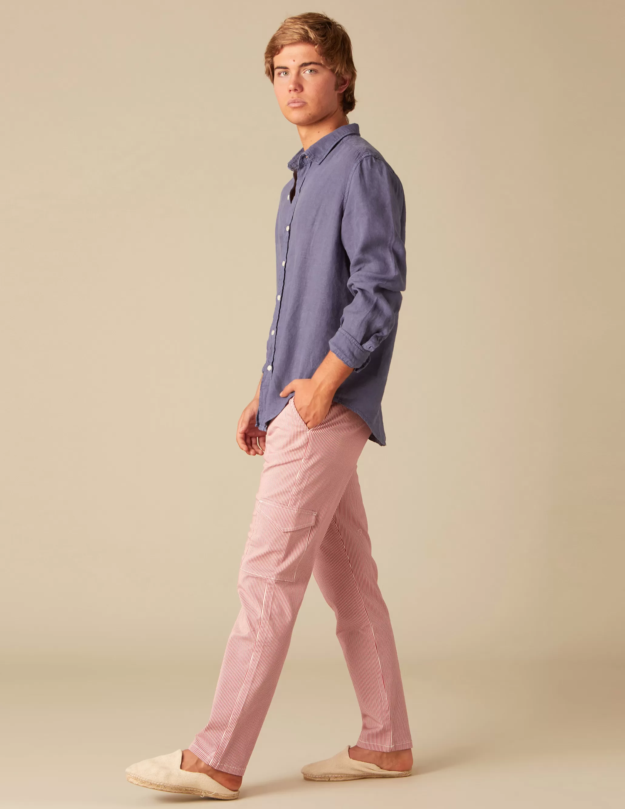 Nicoli RED STRIPED CARGO TROUSERS< Trousers