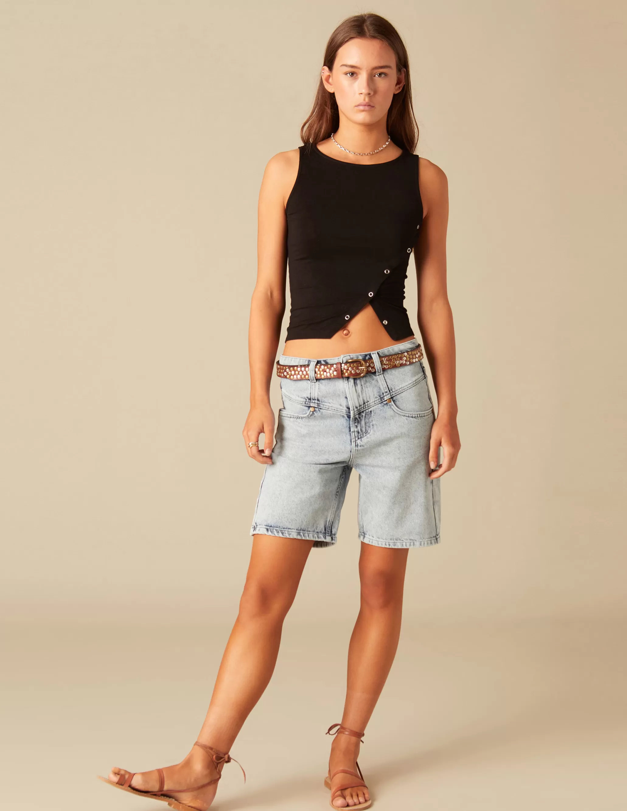 Nicoli RIBBED BERMUDA SHORTS< Denim | Shorts