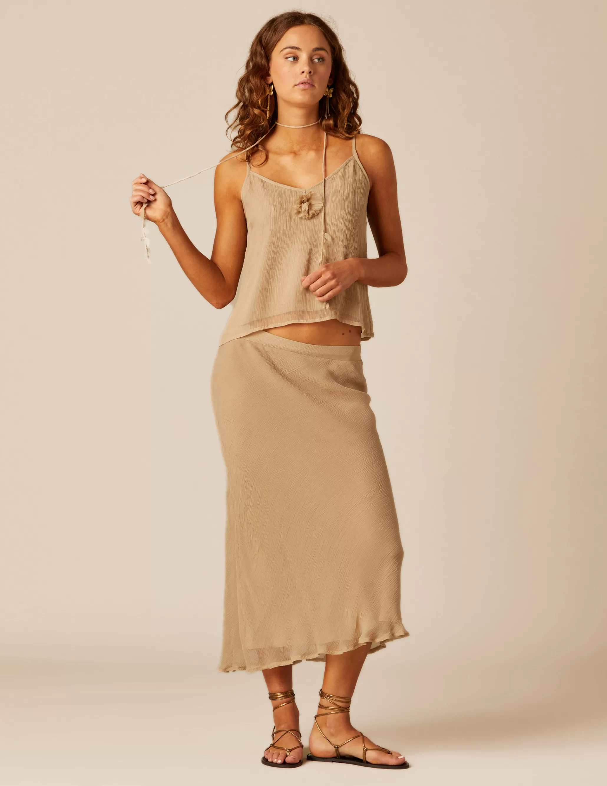 Nicoli SAND CHIFFON SKIRT< Skirts