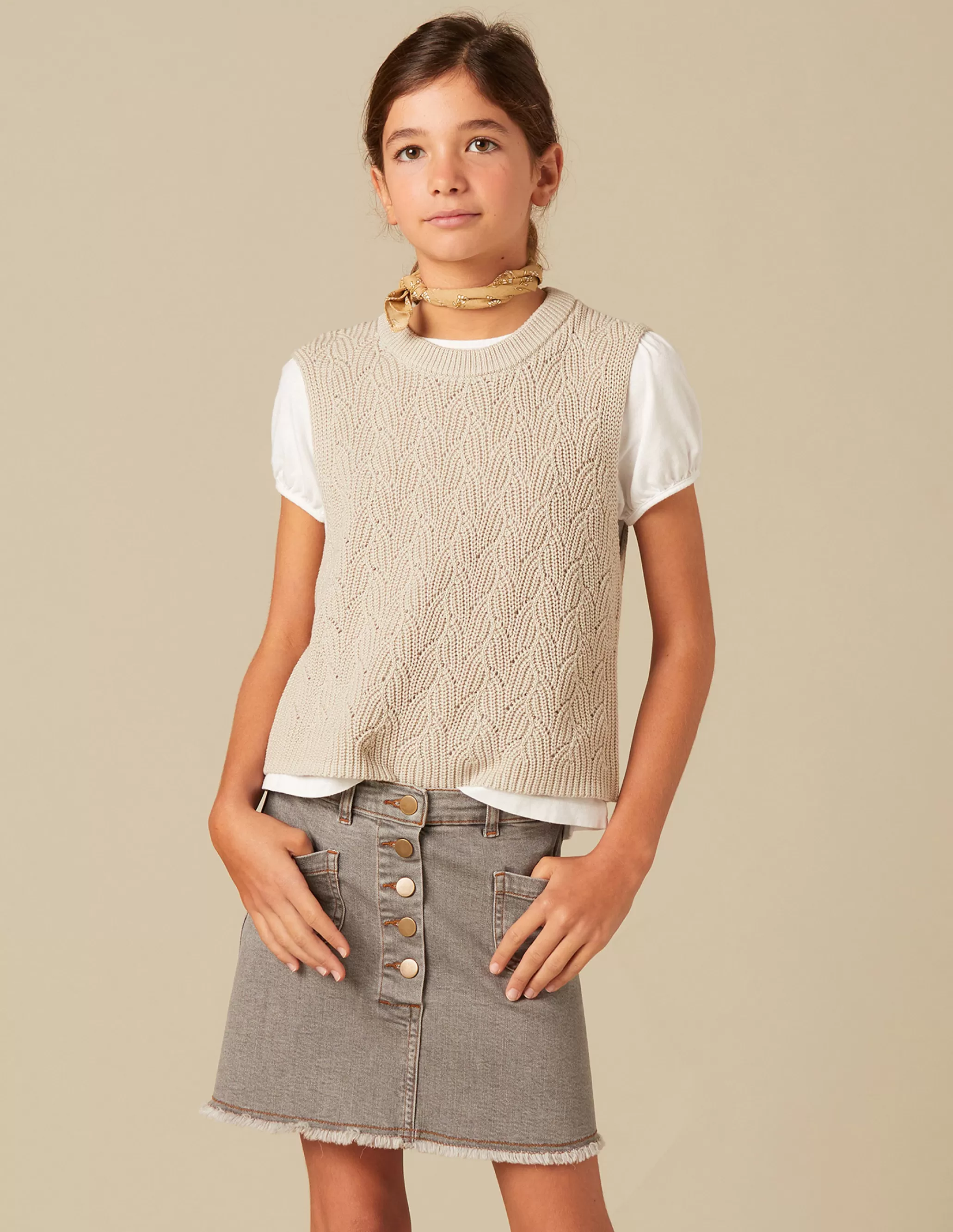 Nicoli SAND KNIT VEST< Knitwear | Waistcoats