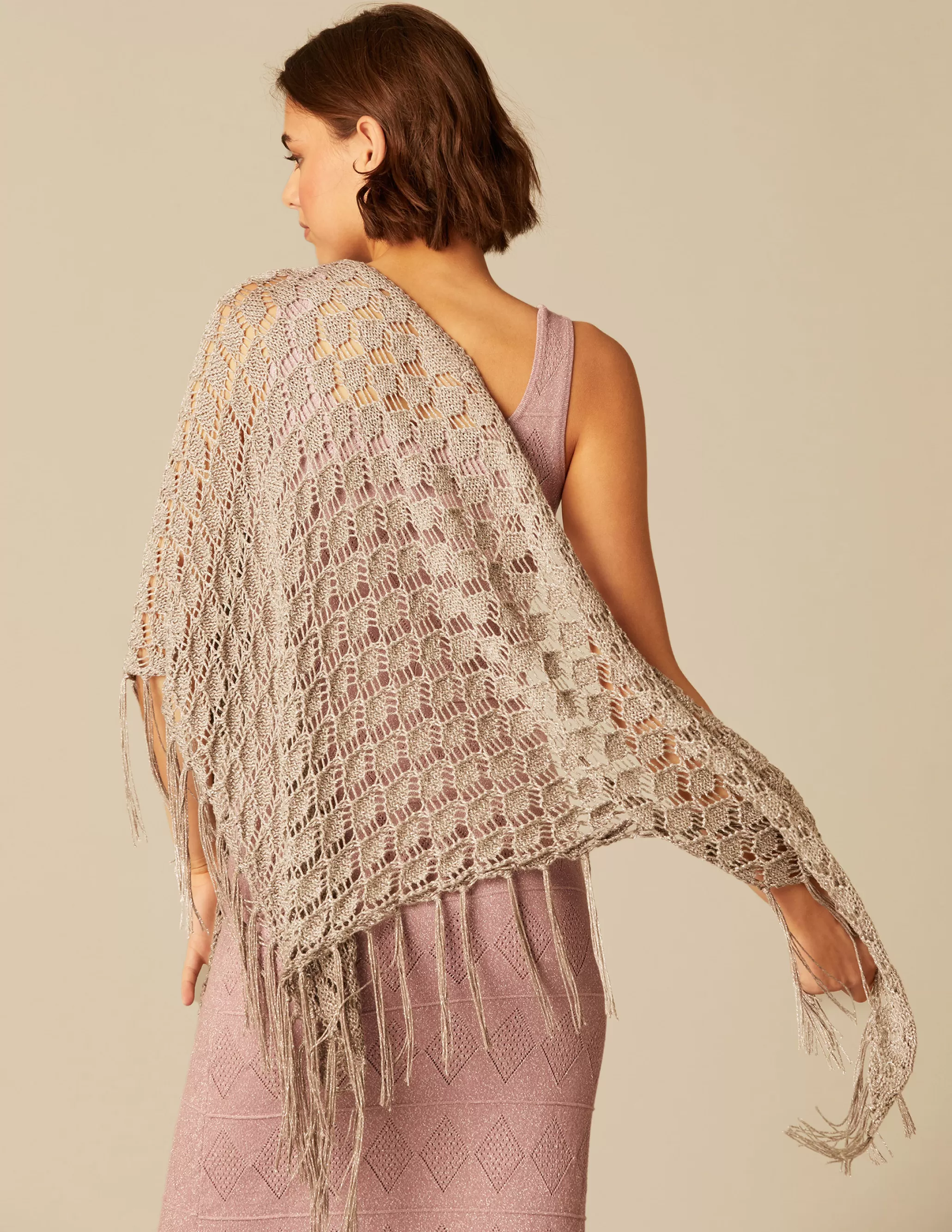 Nicoli SPARKLY SILVER SHAWL< Scarves & Shawls