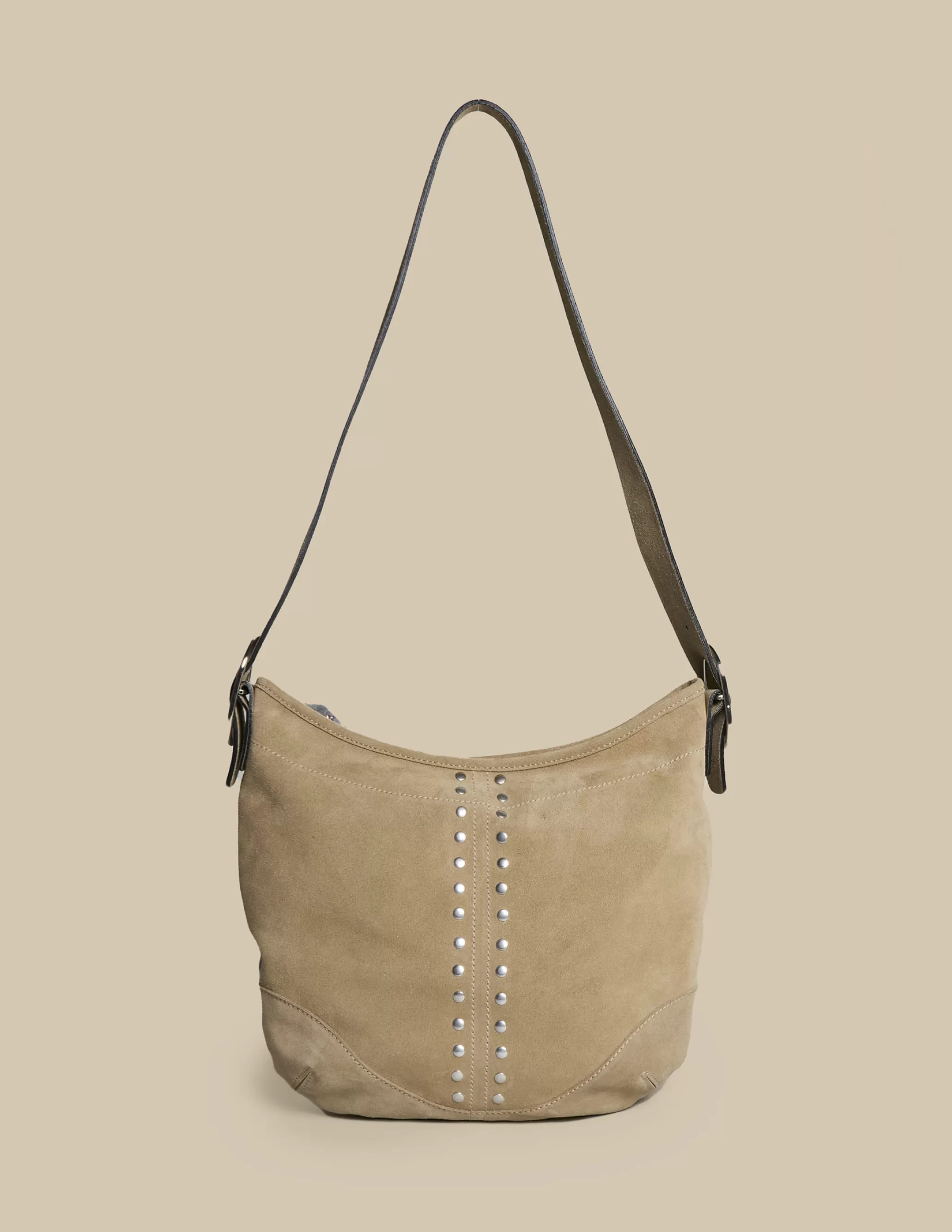 Nicoli TAUPE STUDDED SUEDE BAG< Bags