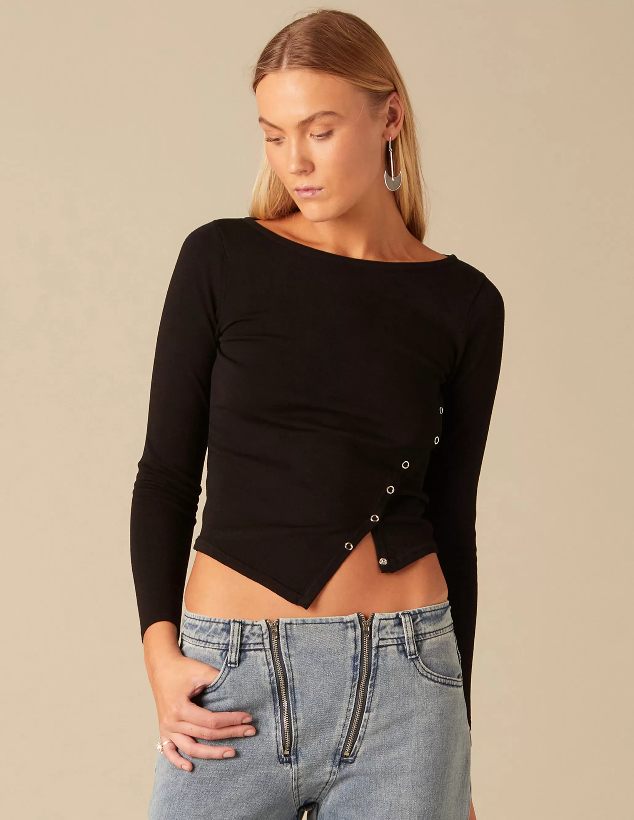 Nicoli TOP WITH SIDE SNAP BUTTONS< Tops | T-shirts