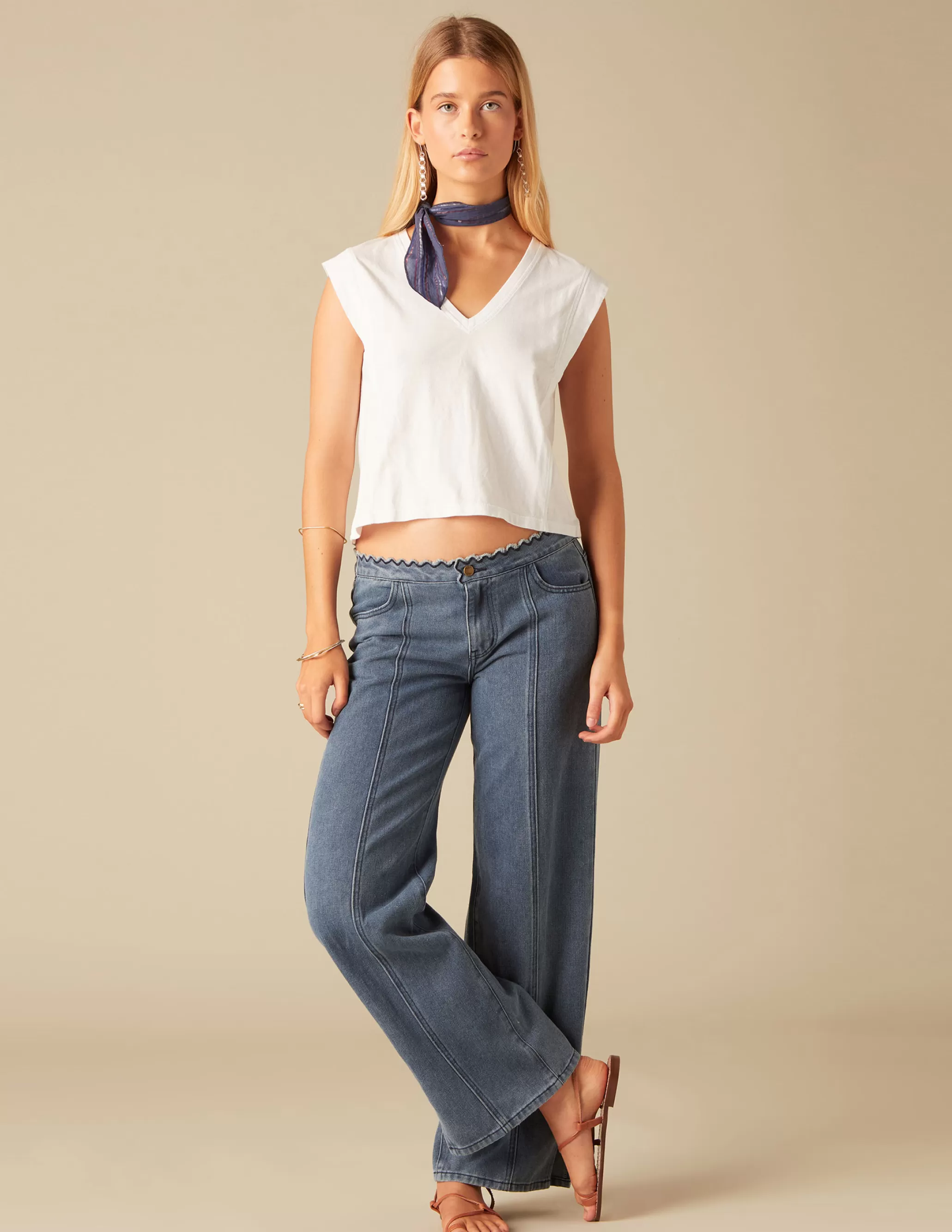 Nicoli TROUSERS WITH RUFFLED WAISTBAND< Trousers | Denim