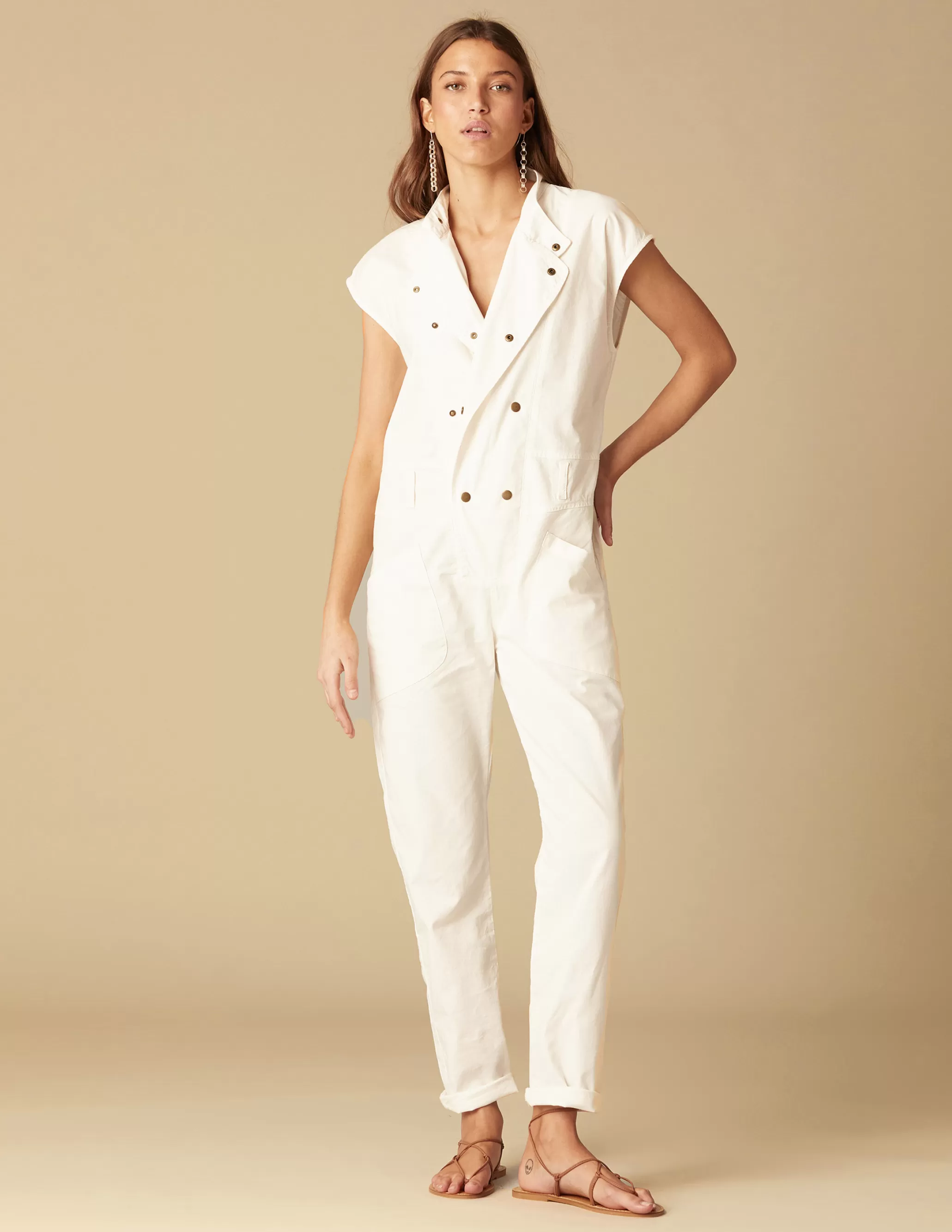 Nicoli WHITE BUTTON-UP JUMPSUIT< Jumpsuits | Denim