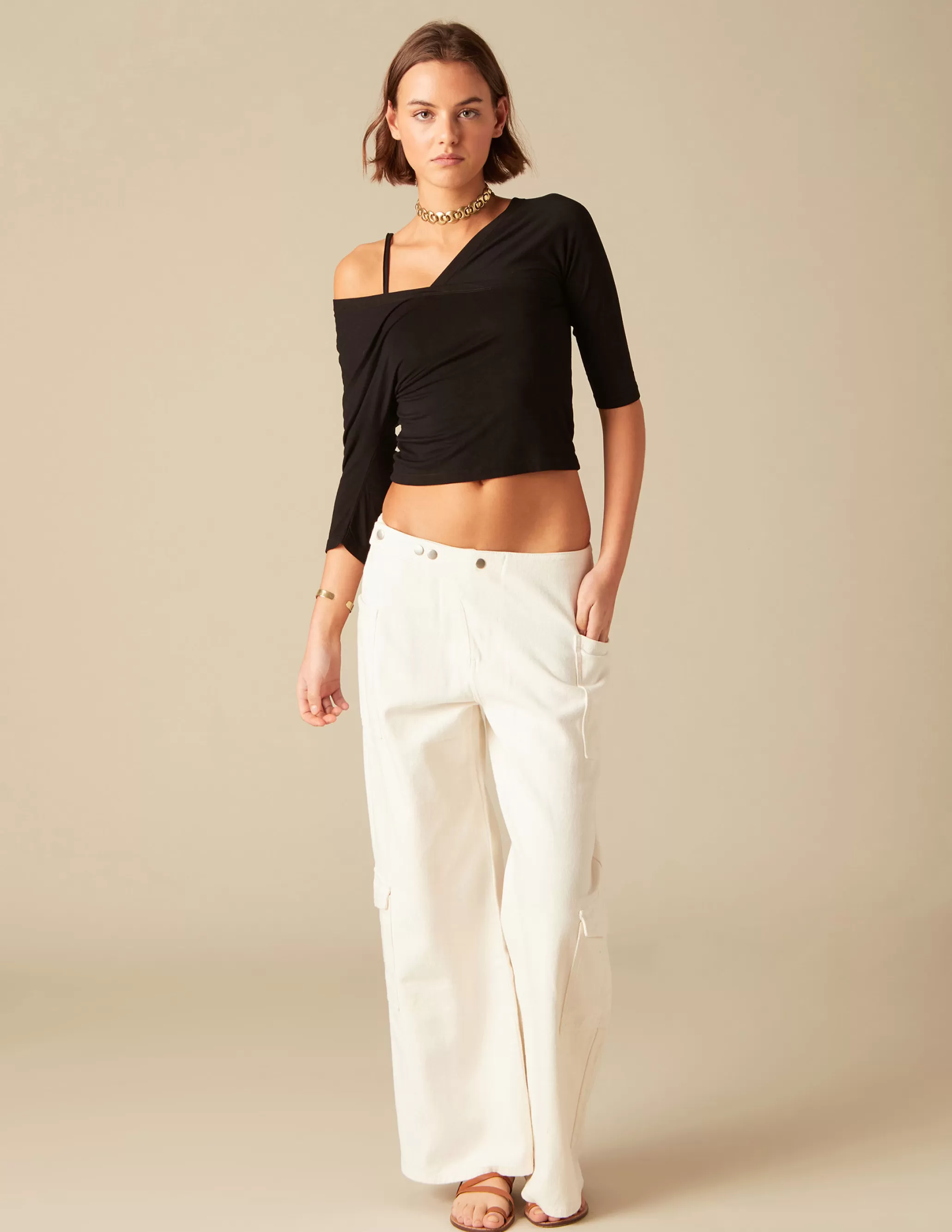 Nicoli WHITE CROSSOVER TROUSERS< Trousers | Denim