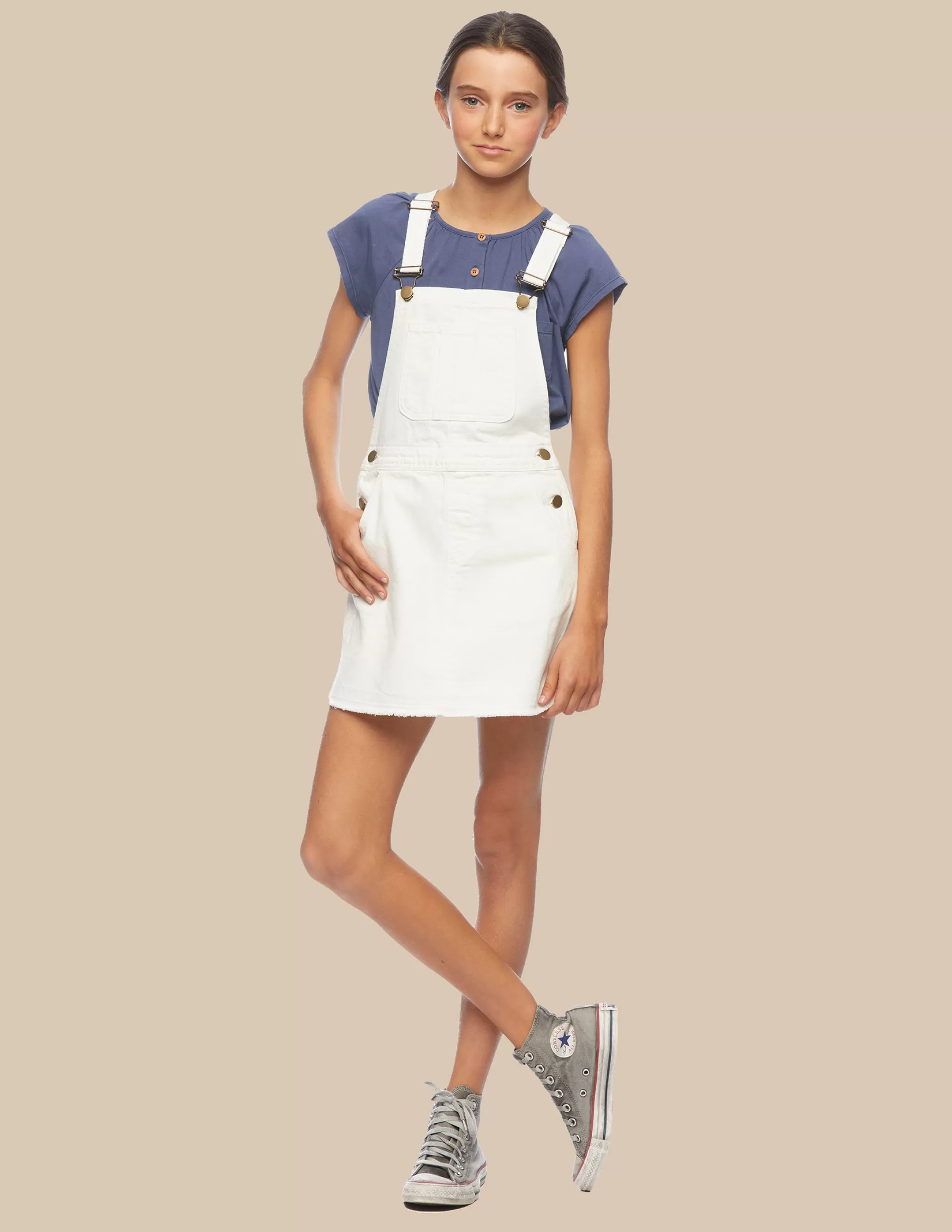 Nicoli White Denim Pinafore Dress< Denim | Skirts