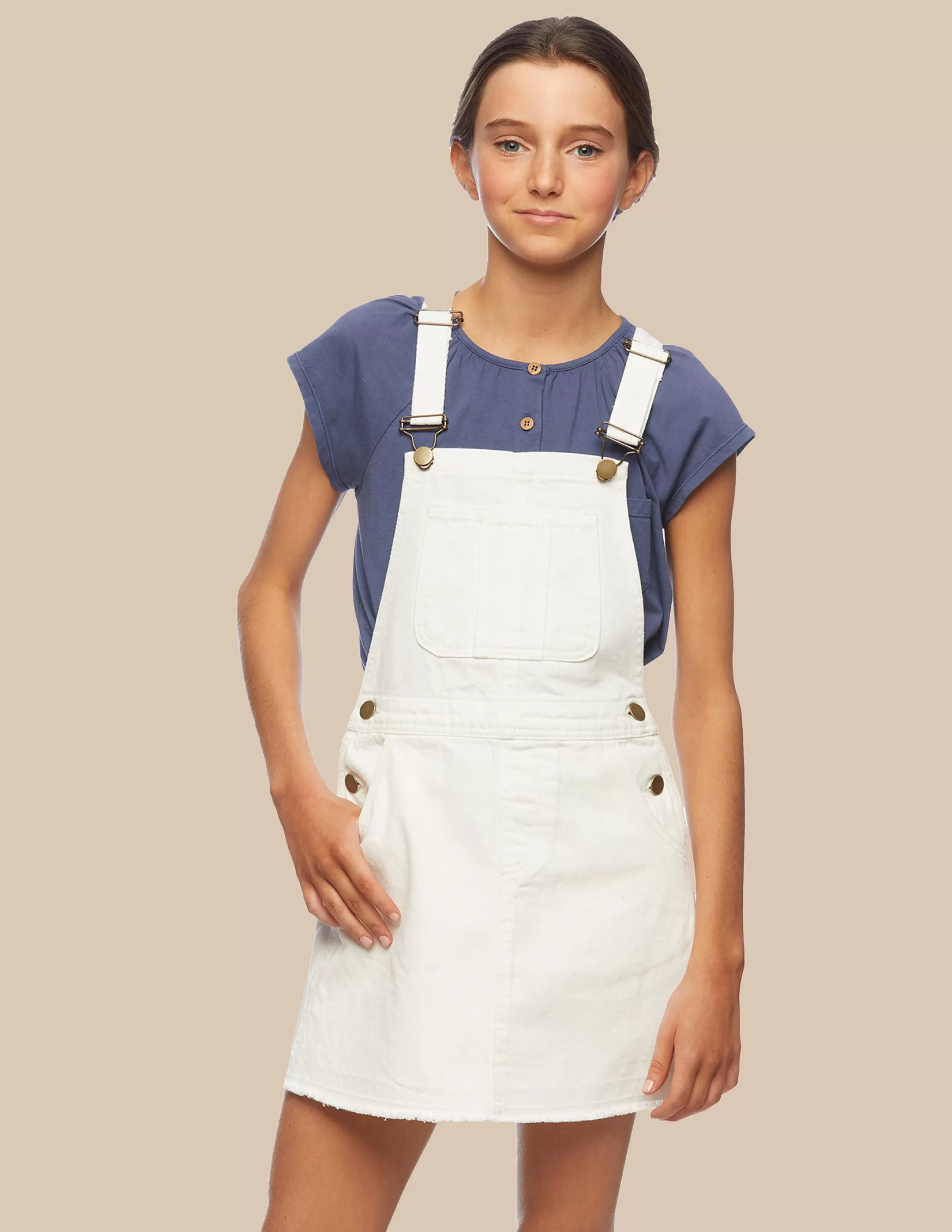 Nicoli White Denim Pinafore Dress< Denim | Skirts