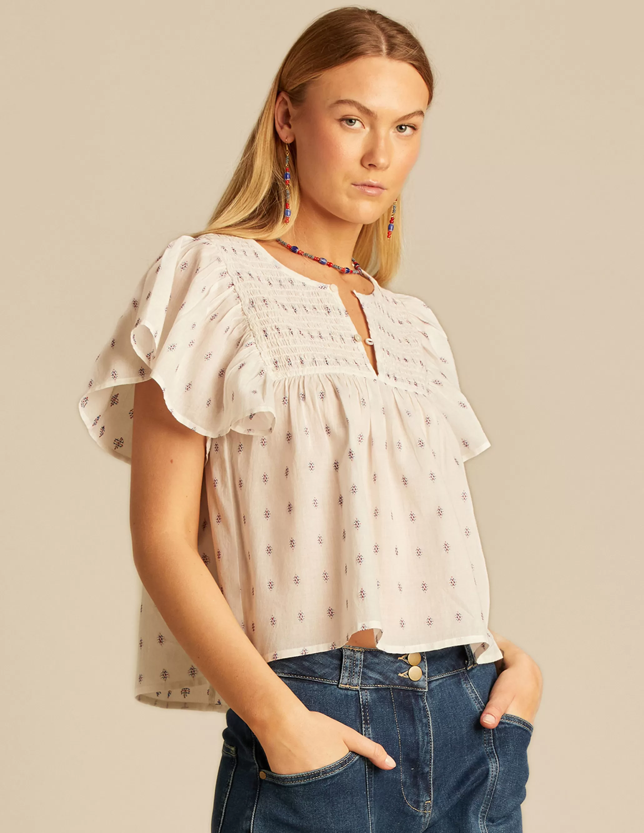 Nicoli WHITE EMBROIDERY SHIRT< Shirts & Blouses