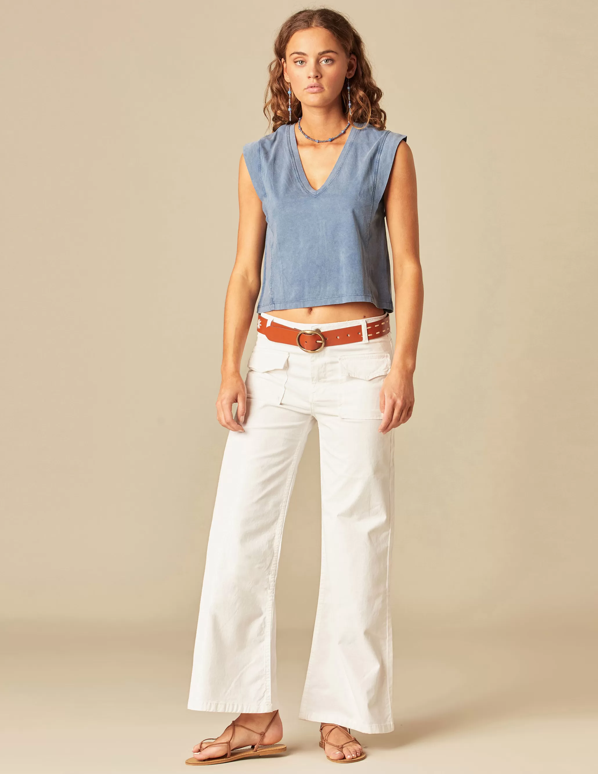 Nicoli WHITE FLAP POCKET TROUSERS< Trousers