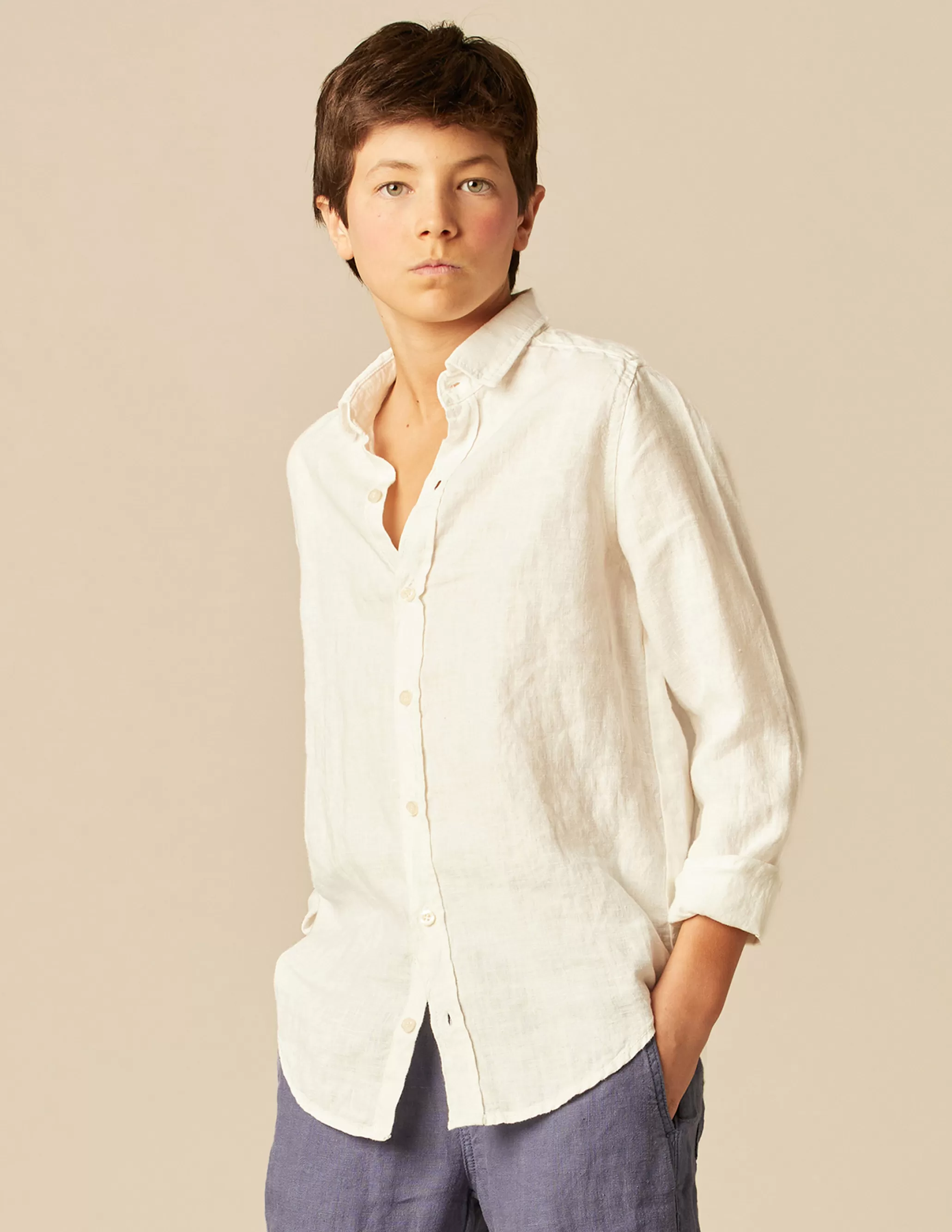 Nicoli WHITE LINEN SHIRT< Shirts