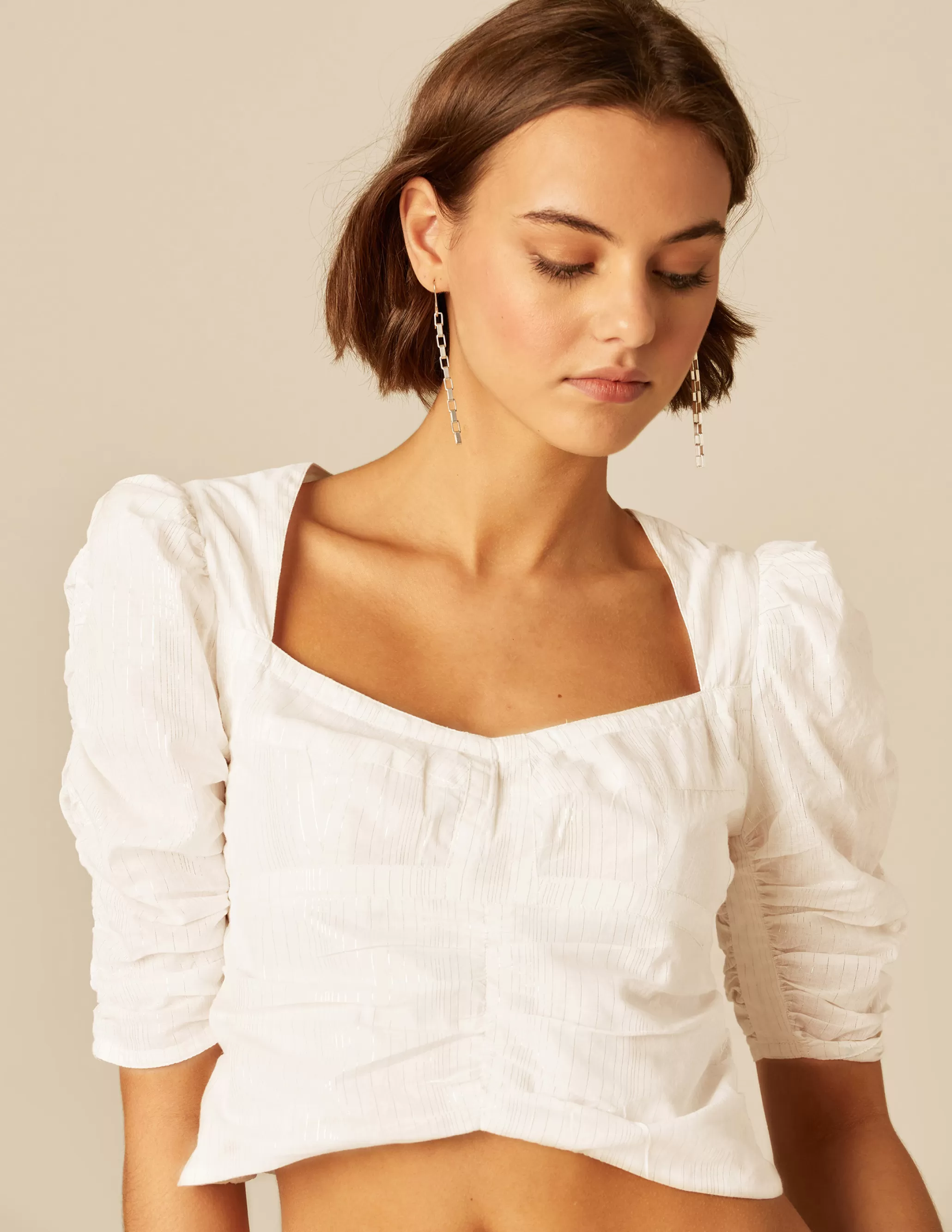 Nicoli WHITE LUREX SHIRT< Shirts & Blouses