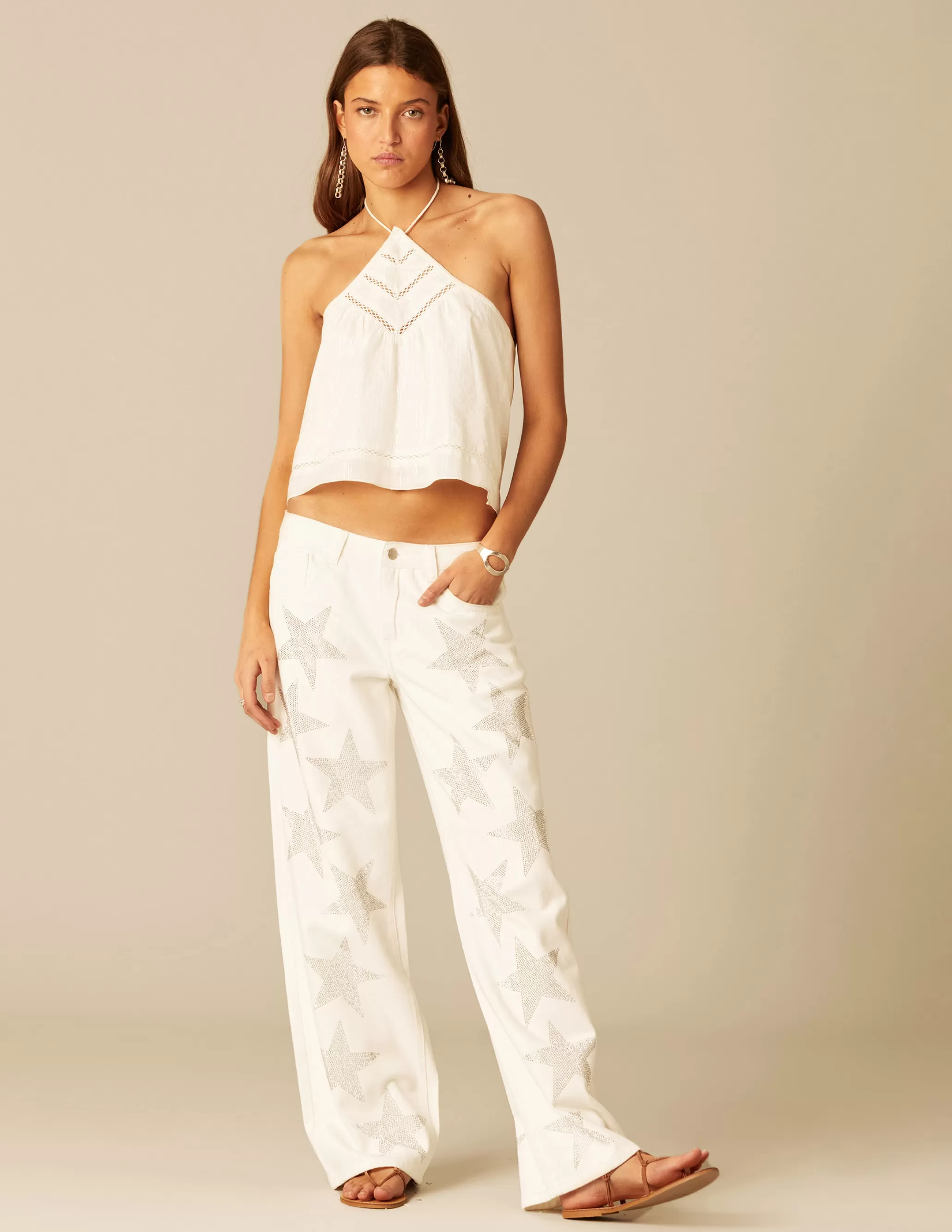 Nicoli WHITE LUREX TOP< Tops