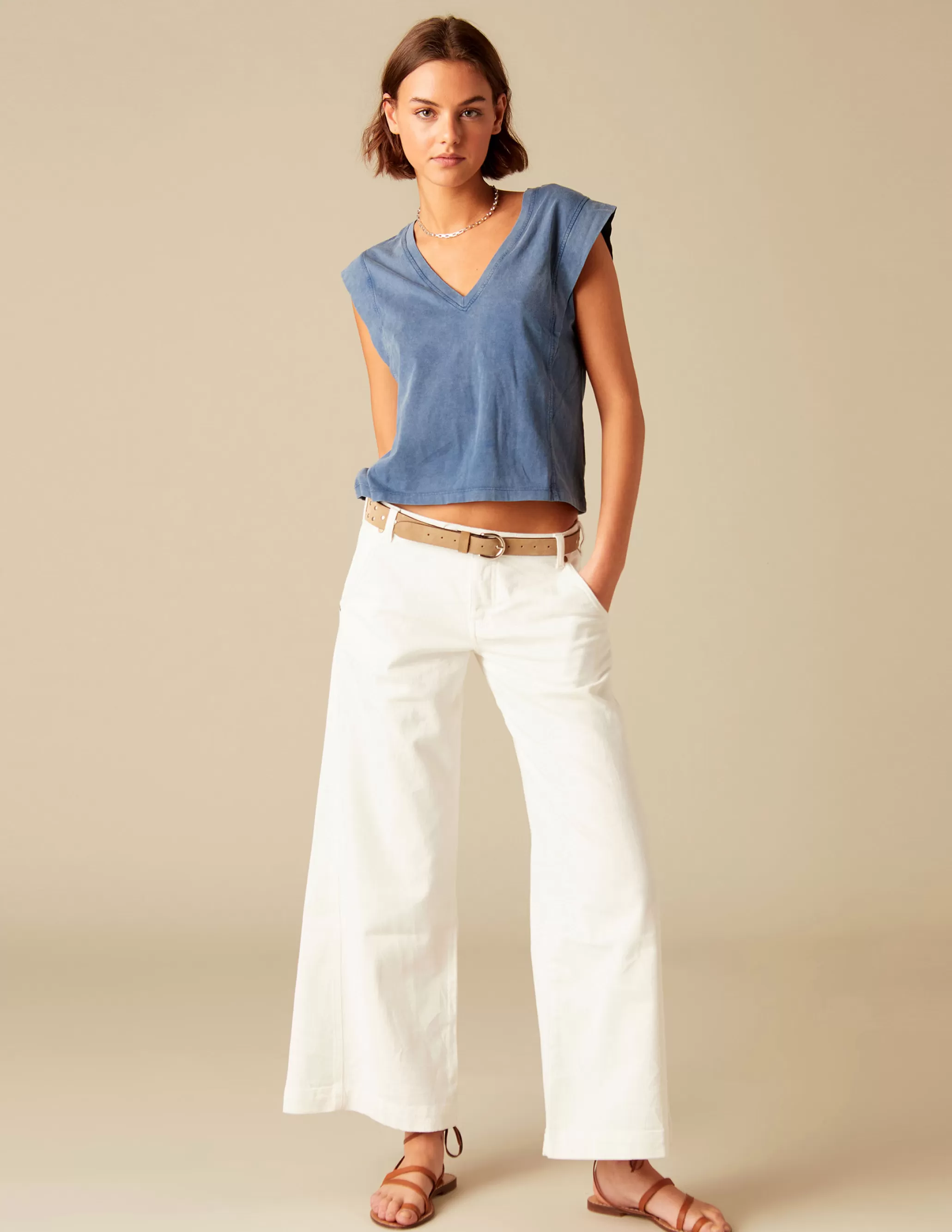 Nicoli WHITE NN EMBROIDERED TROUSERS< Denim | Trousers