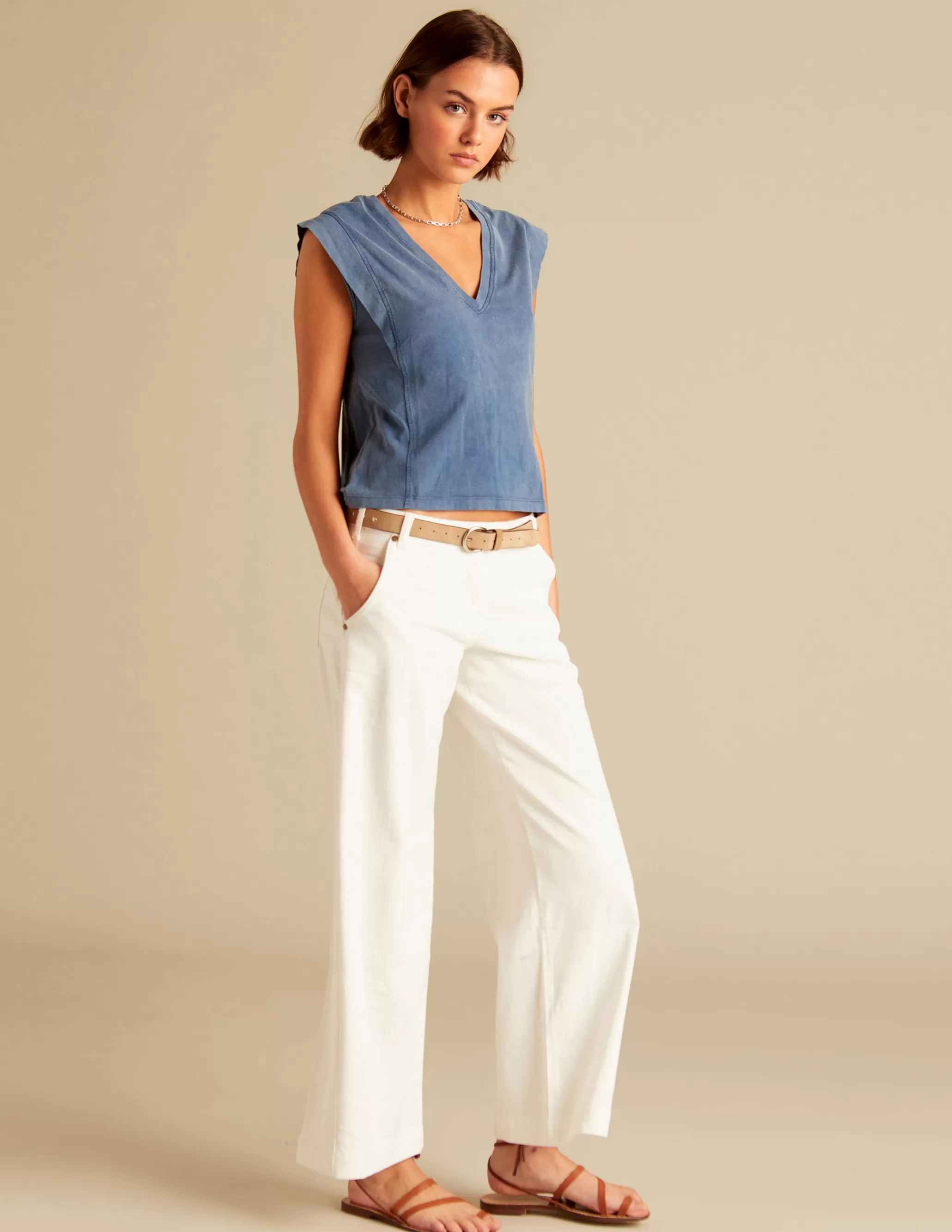 Nicoli WHITE NN EMBROIDERED TROUSERS< Denim | Trousers