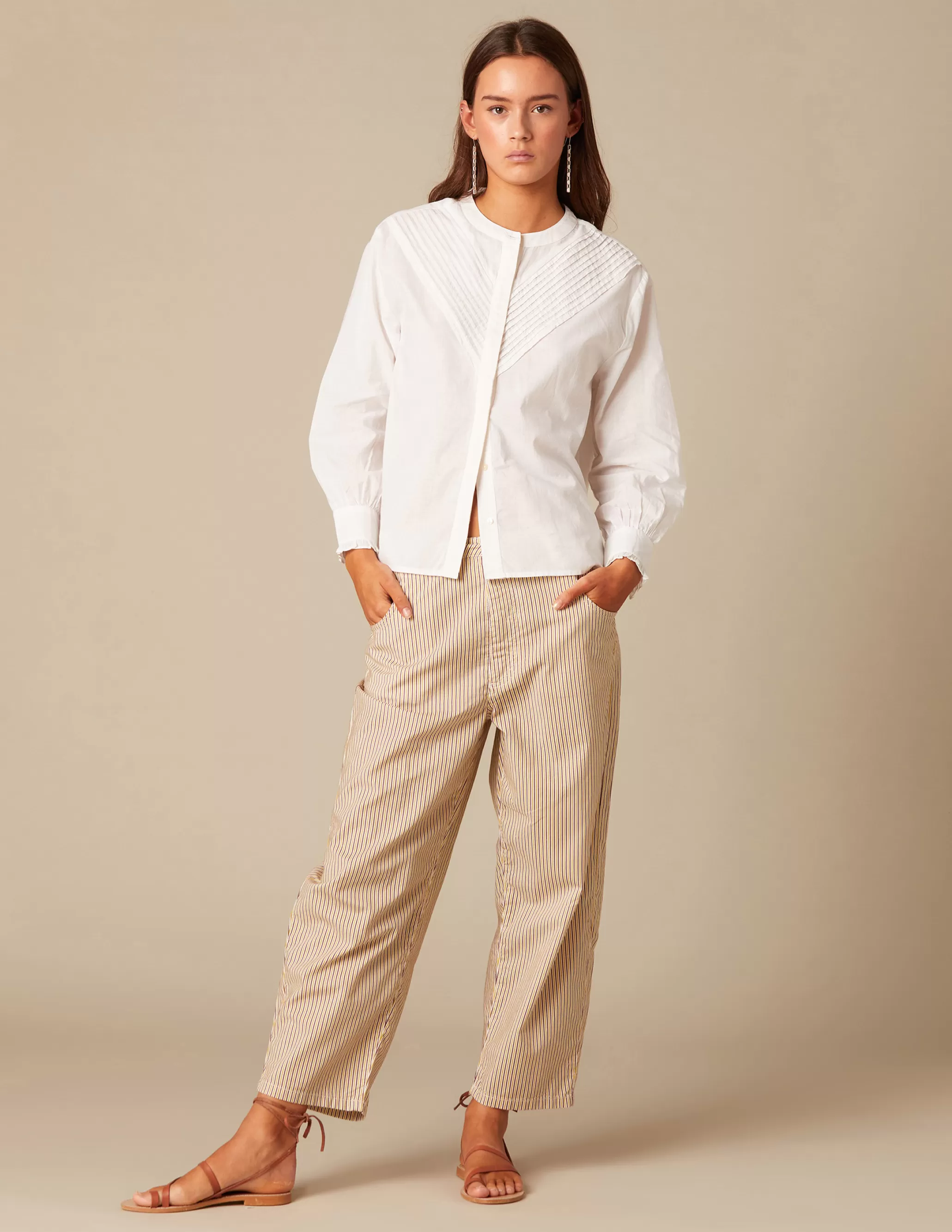 Nicoli WHITE PIN-TUCK SHIRT< Shirts & Blouses