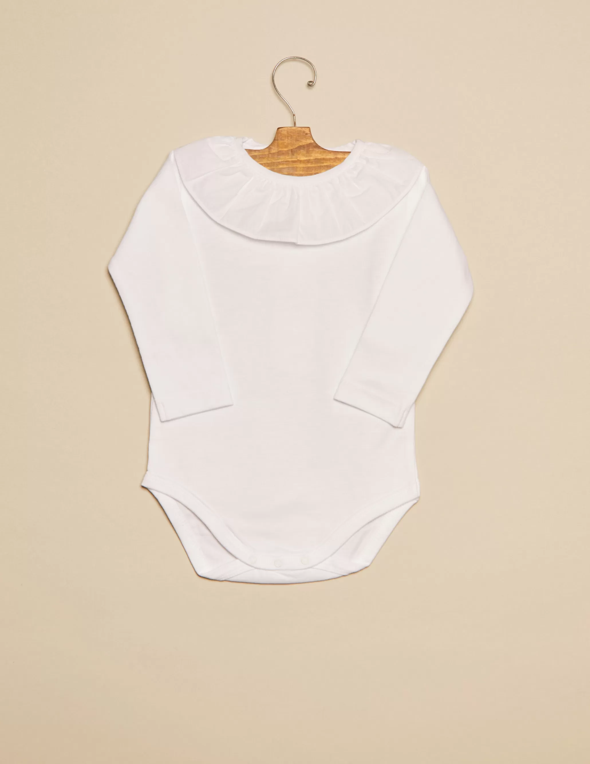 Nicoli White Ruffle Neck Bodysuit< Bodies