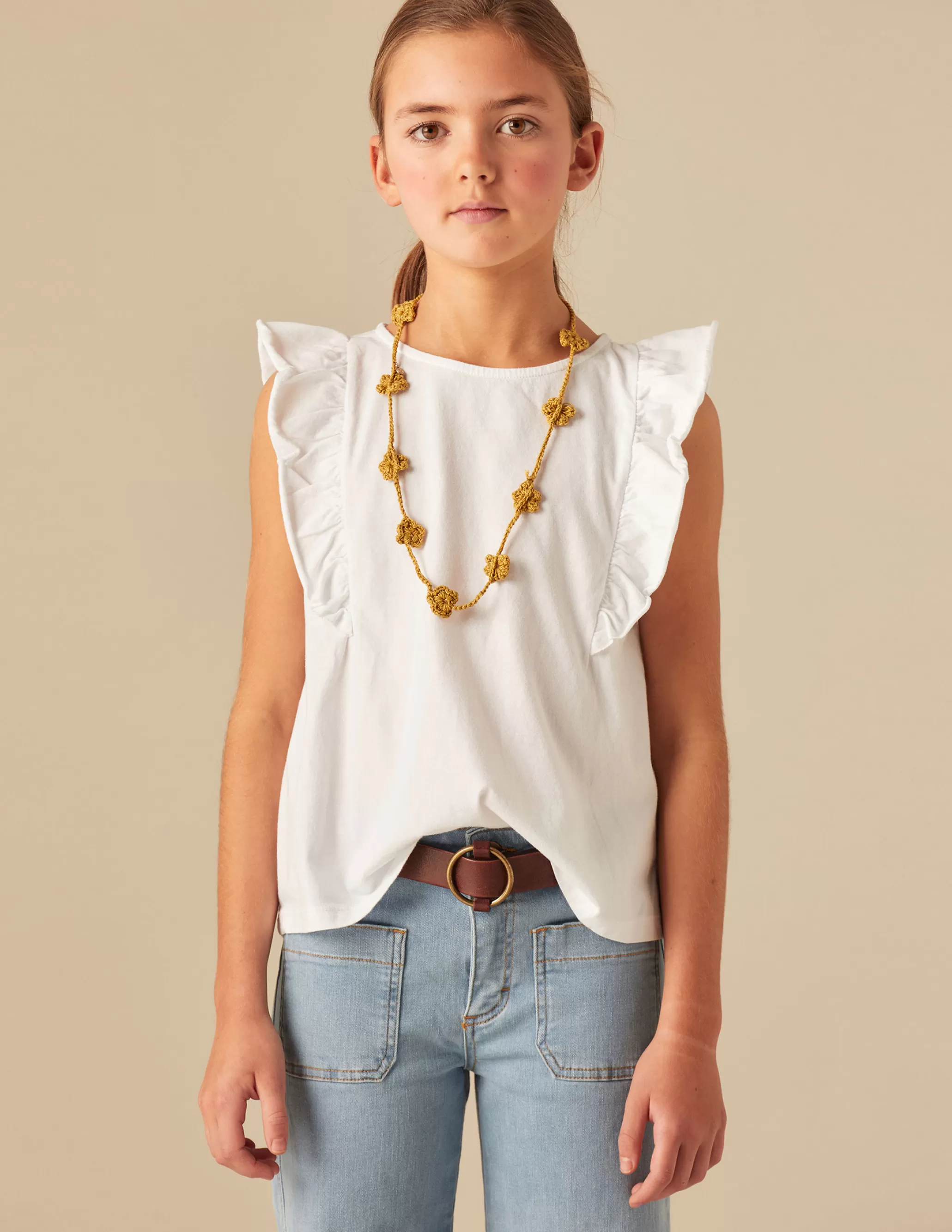 Nicoli WHITE RUFFLE SHIRT< T-shirts