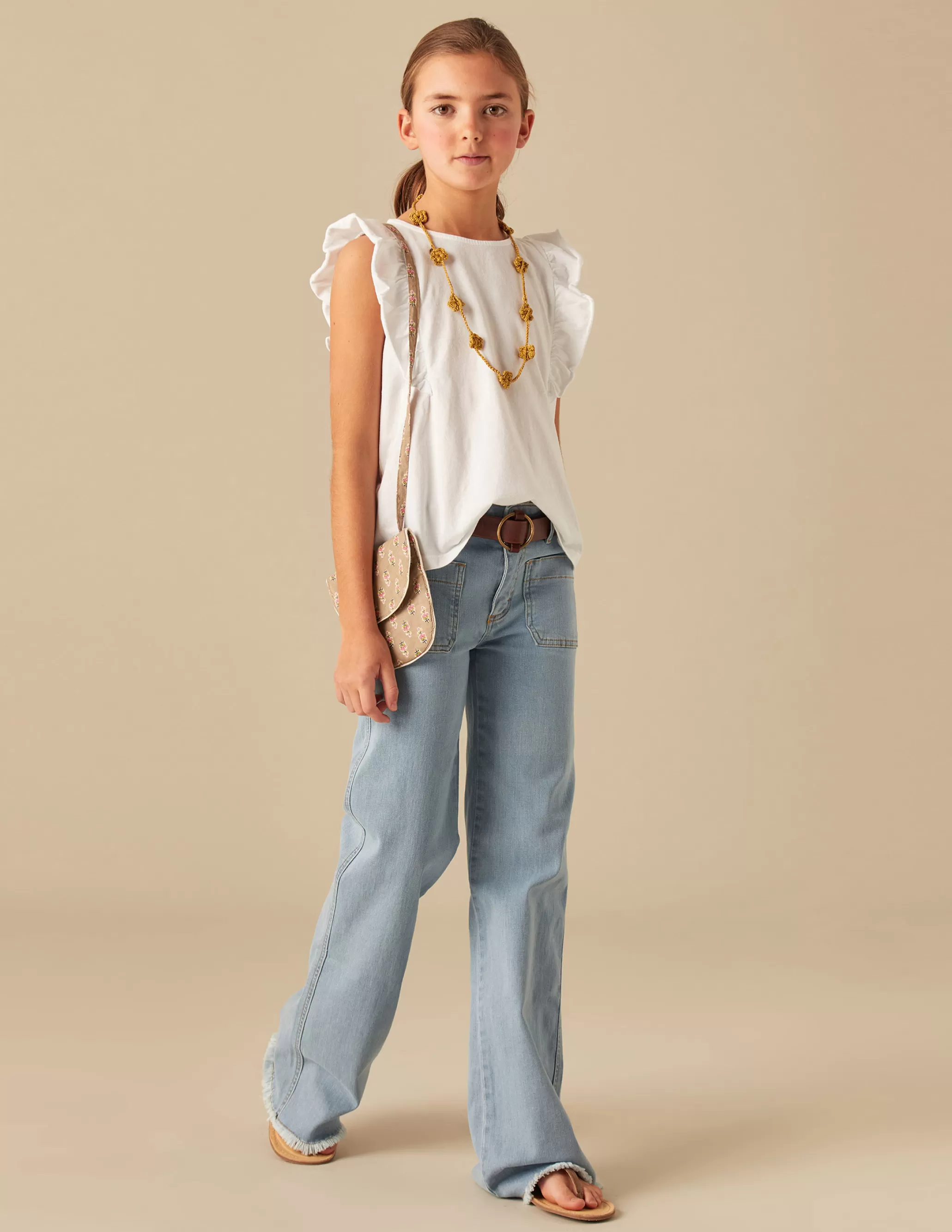 Nicoli WHITE RUFFLE SHIRT< T-shirts